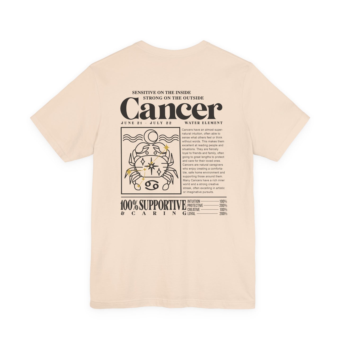 Cancer Zodiac T-Shirt – Sensitive Inside, Strong Outside with Water Element