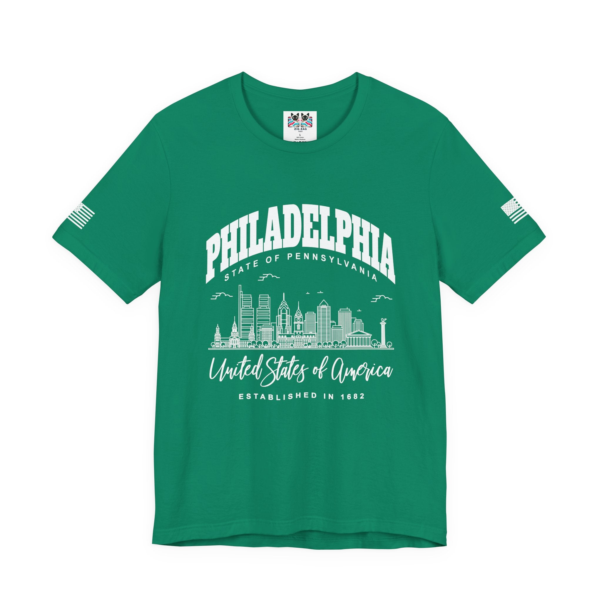 Philadelphia State of Pennsylvania T-Shirt – Skyline United States of America Established 1682 Graphic Tee