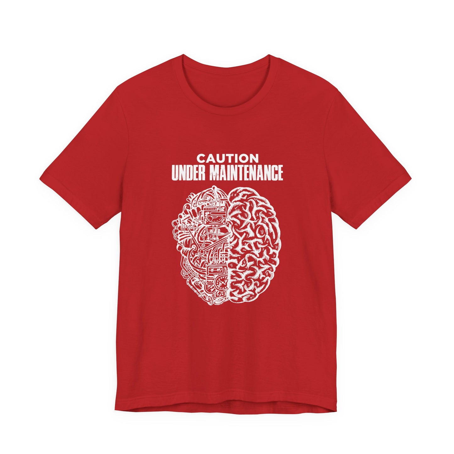 Caution Under Maintenance Brain T Shirt Human Mind Wired Design