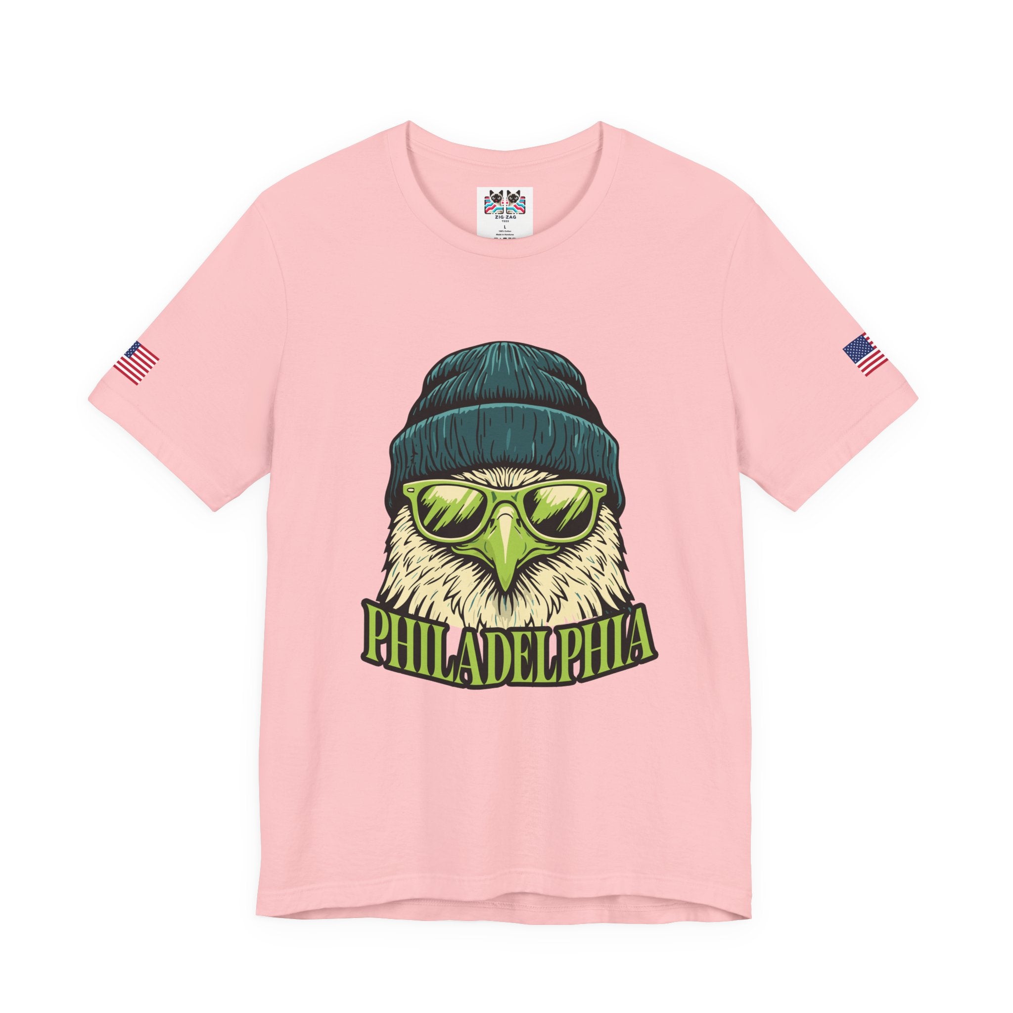 Philadelphia Cool Eagle Beanie Sunglasses Graphic T-Shirt | Funny Philly Football Fan Tee | Eagles Pride Shirt