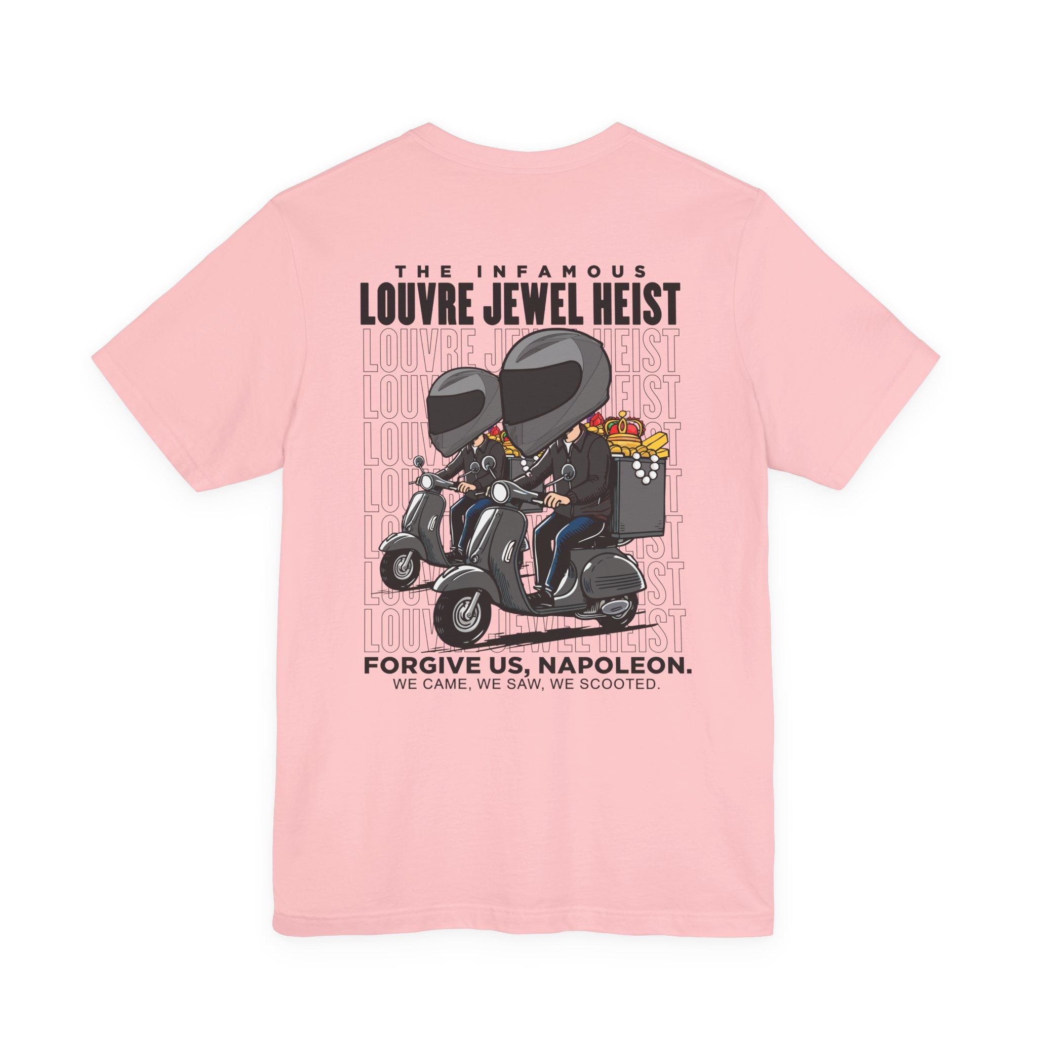 The 7 Minutes Louvre Jewel Heist – Napoleon’s Paris Getaway Tee [Black Text]