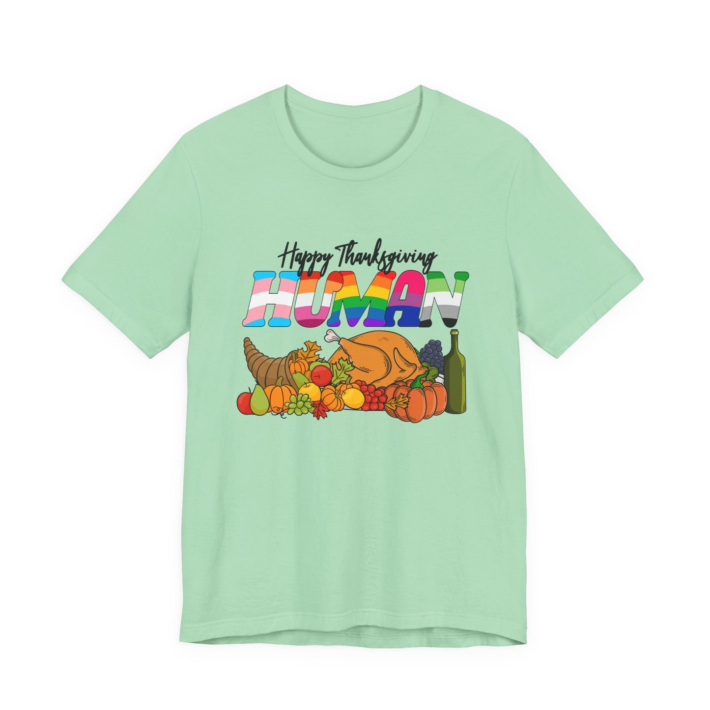 Happy Thanksgiving Human Gradient Text T-Shirt
