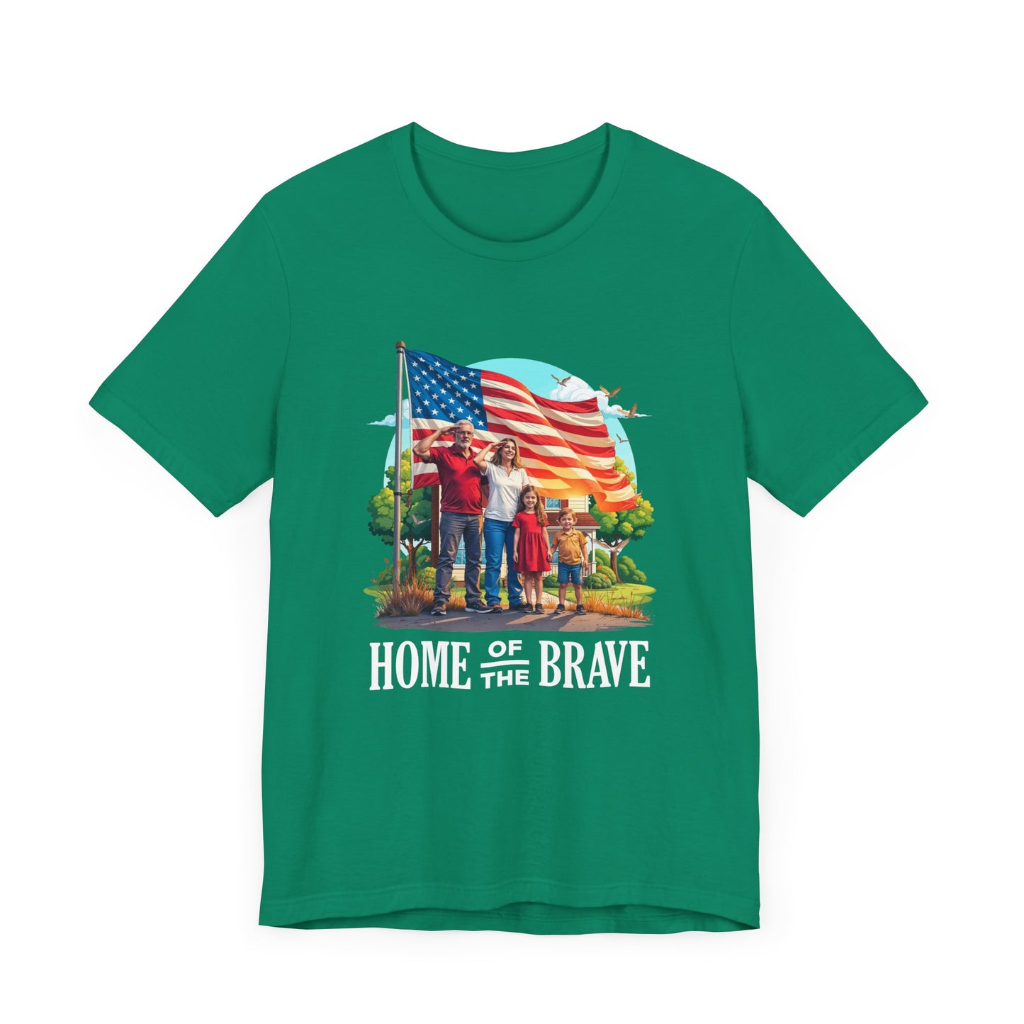 Home of the Brave | Patriotic Family Salute & US Flag T-Shirt
