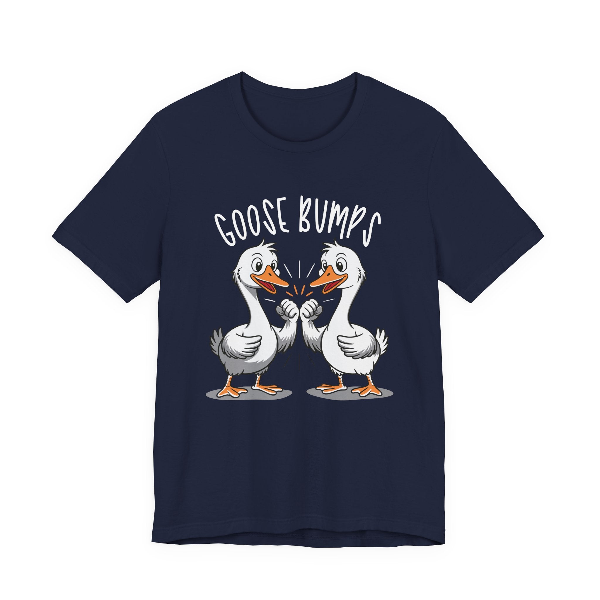 Goose Bumps Funny T-Shirt – Two Geese Fist Bump Cartoon Graphic Tee