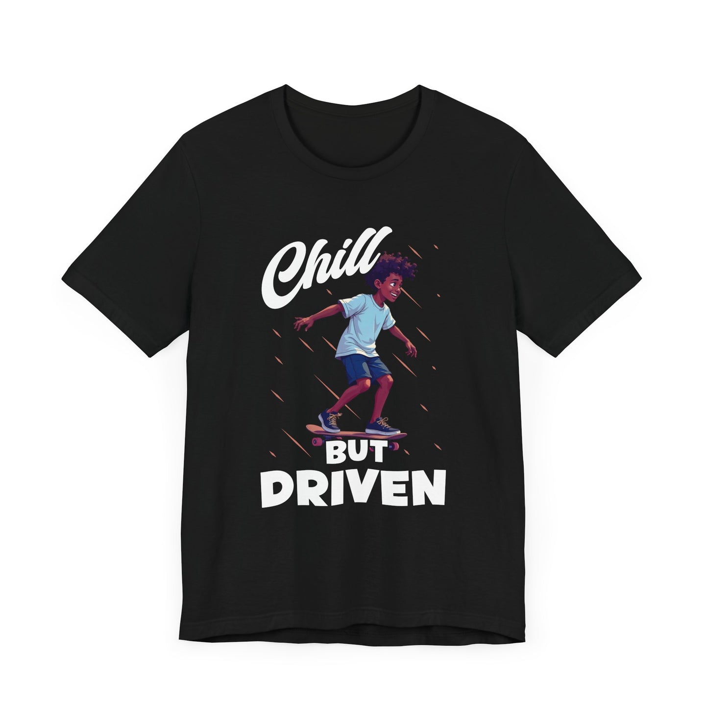 Chill but Driven – Happy Boy on Skateboard Graphic T-Shirt
