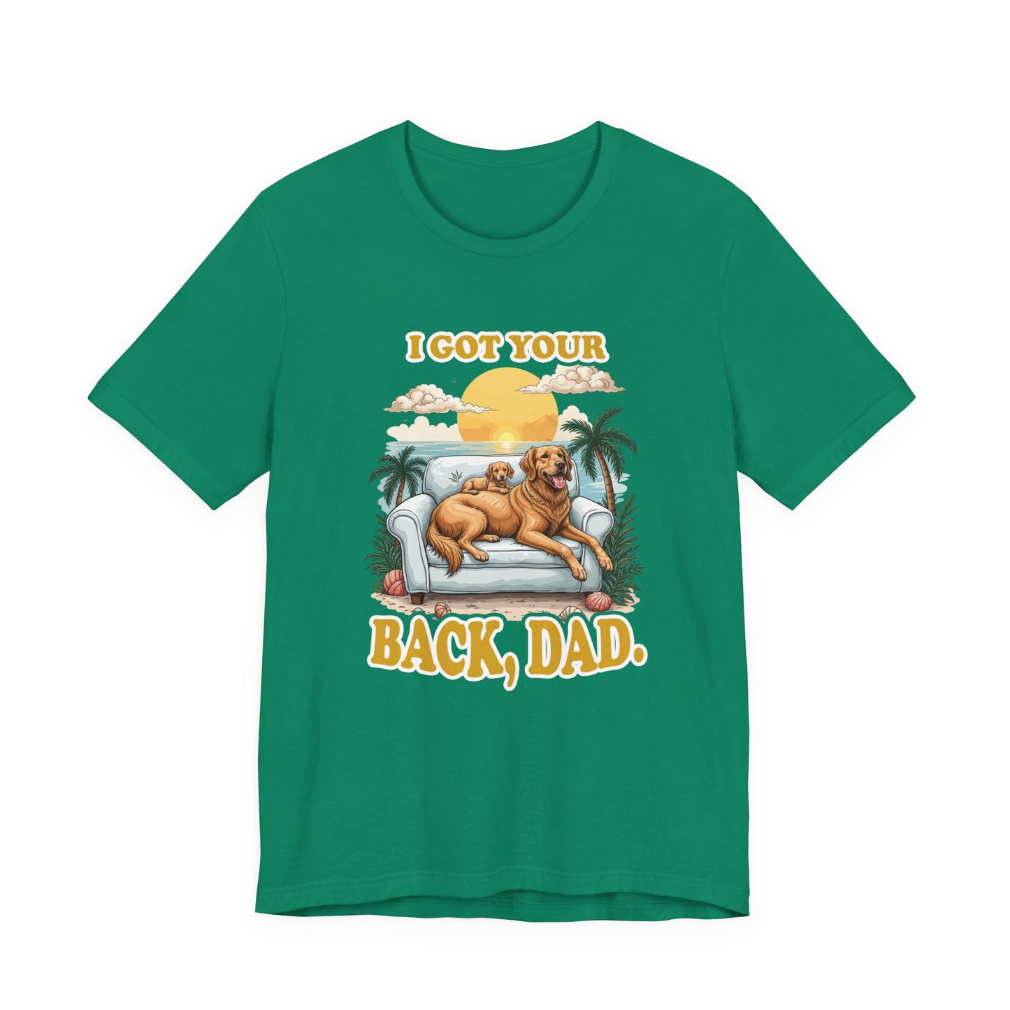 I Got Your Back Dad Tshirt Golden Retriever Father and Puppy on Couch Beach Sunset