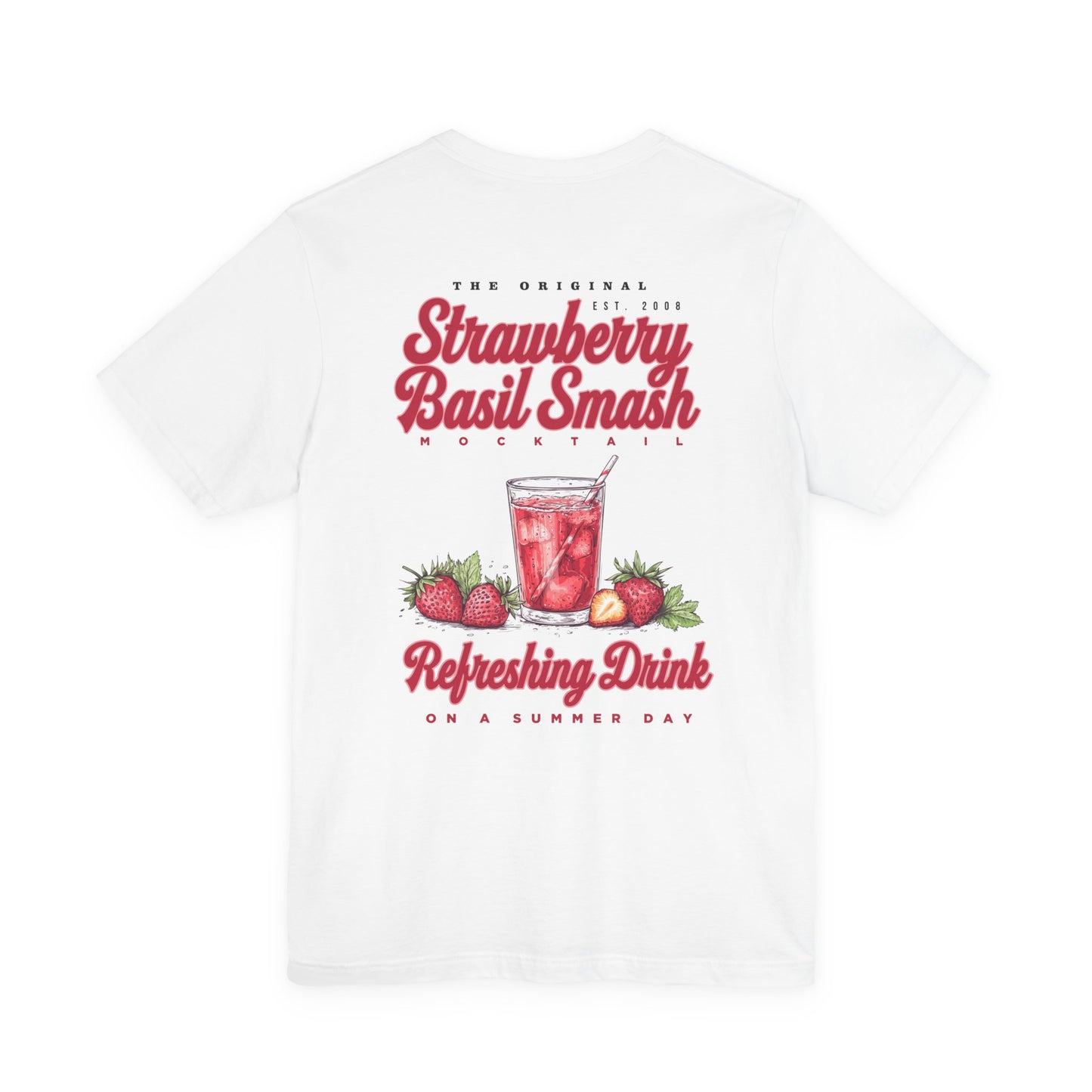 Strawberry Basil Smash Mocktail T-Shirt – Featuring Vibrant Summer Drink Graphic