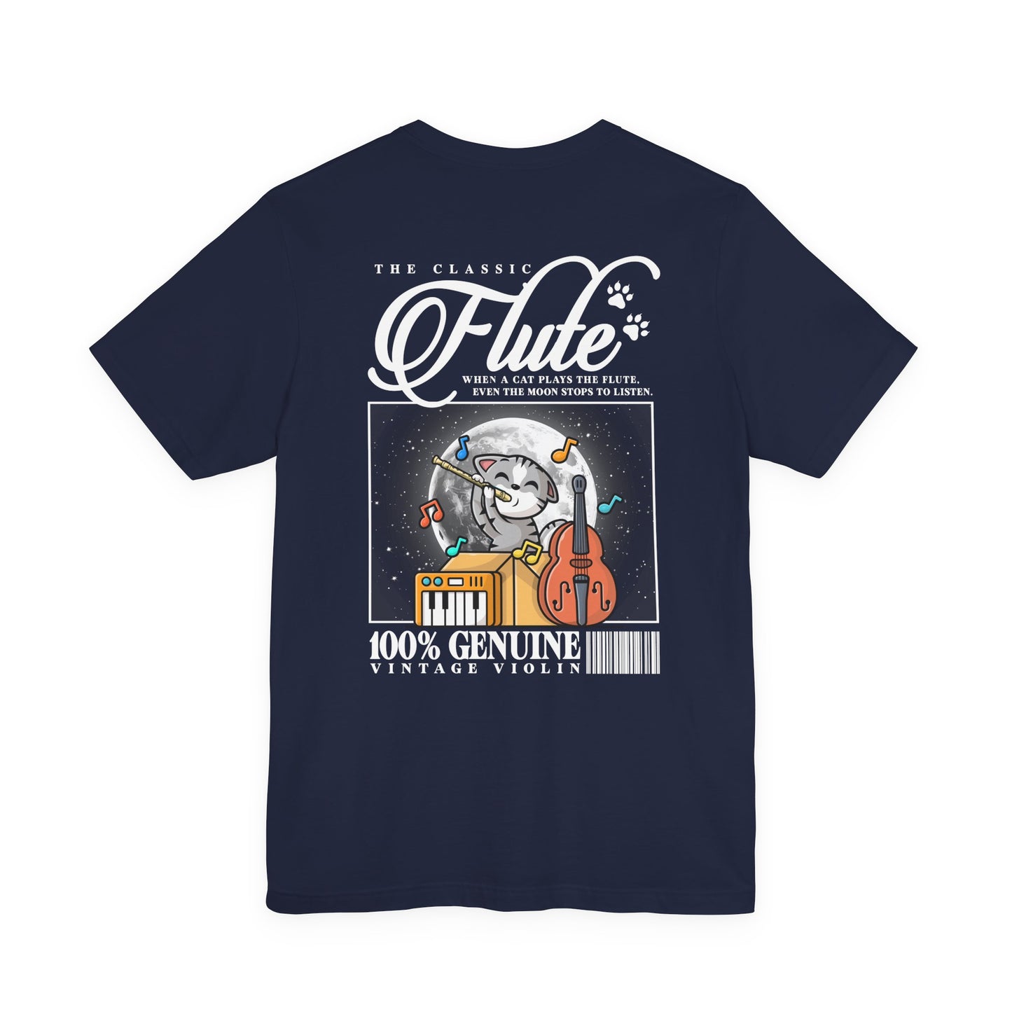 The Classic Flute Moonlight Cat Music T-Shirt