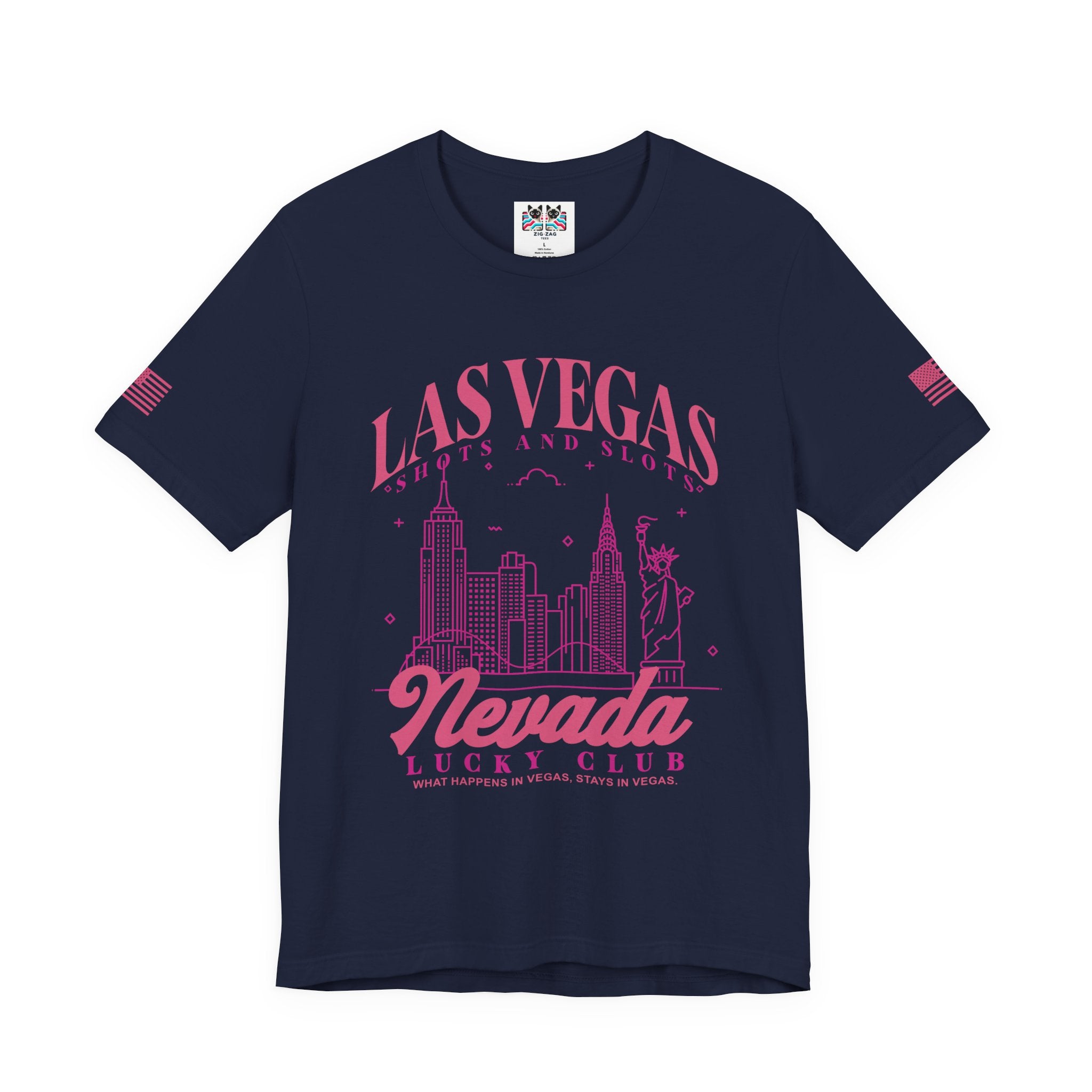 Las Vegas Shots and Slots Nevada Lucky Club T-Shirt – Vegas Skyline Pink Tee