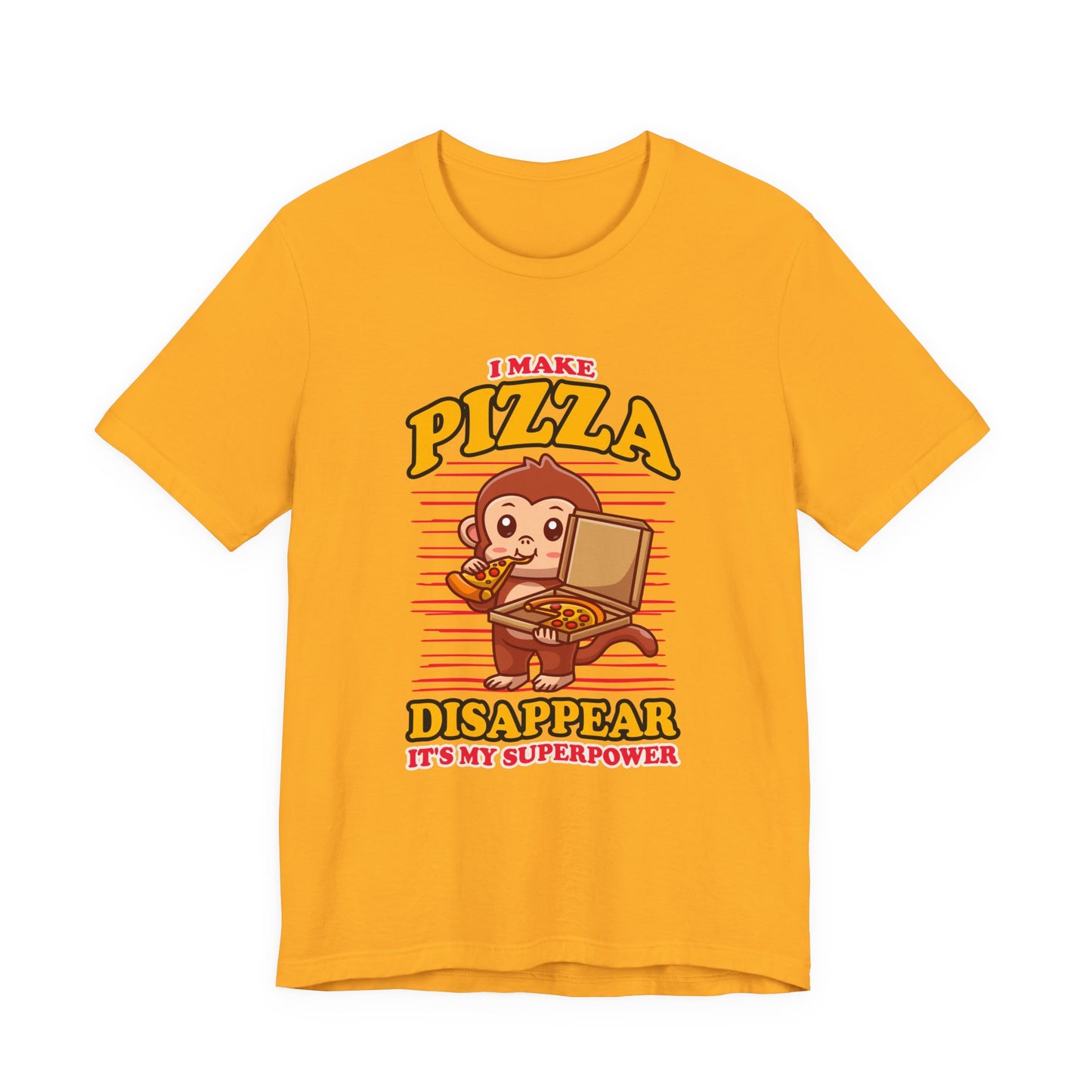 I Make Pizza Disappear T-Shirt – Funny Monkey With Pizza Box and Slice Graphic Tee