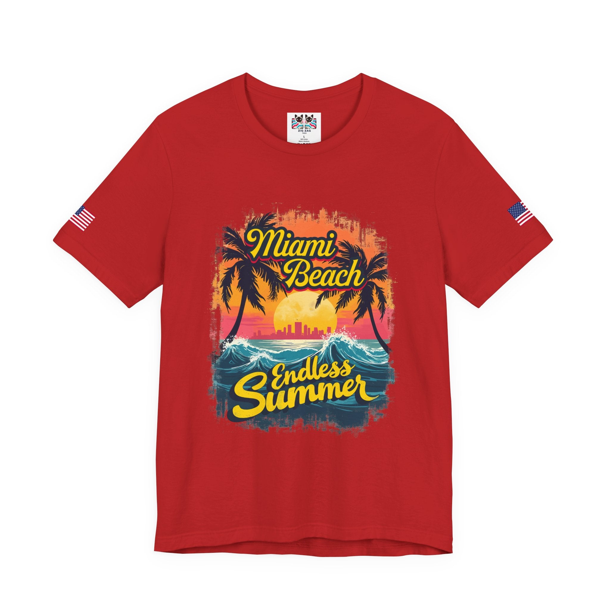 Miami Beach Endless Summer T-Shirt – Retro Wave Palm Tree Sunset Graphic Tee