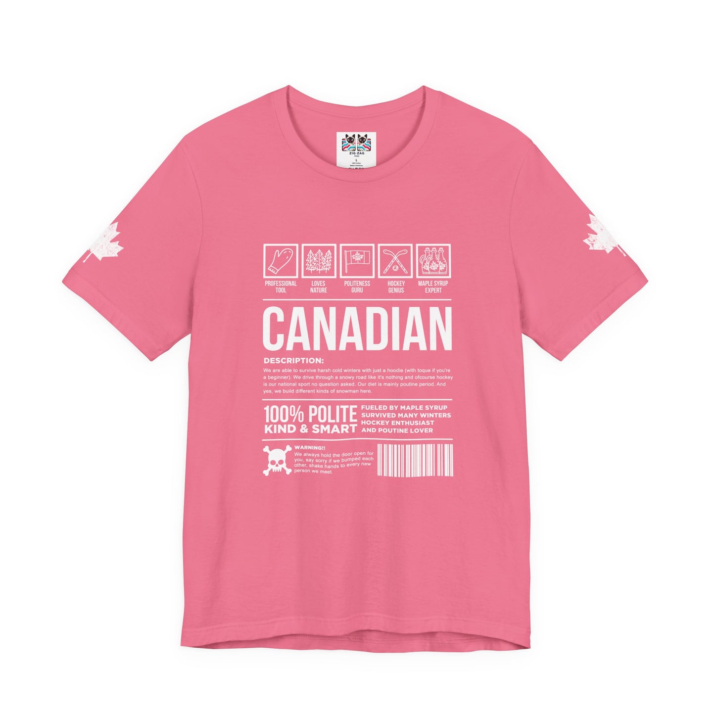 Canadian Traits Nutrition Facts - White Print T-Shirt