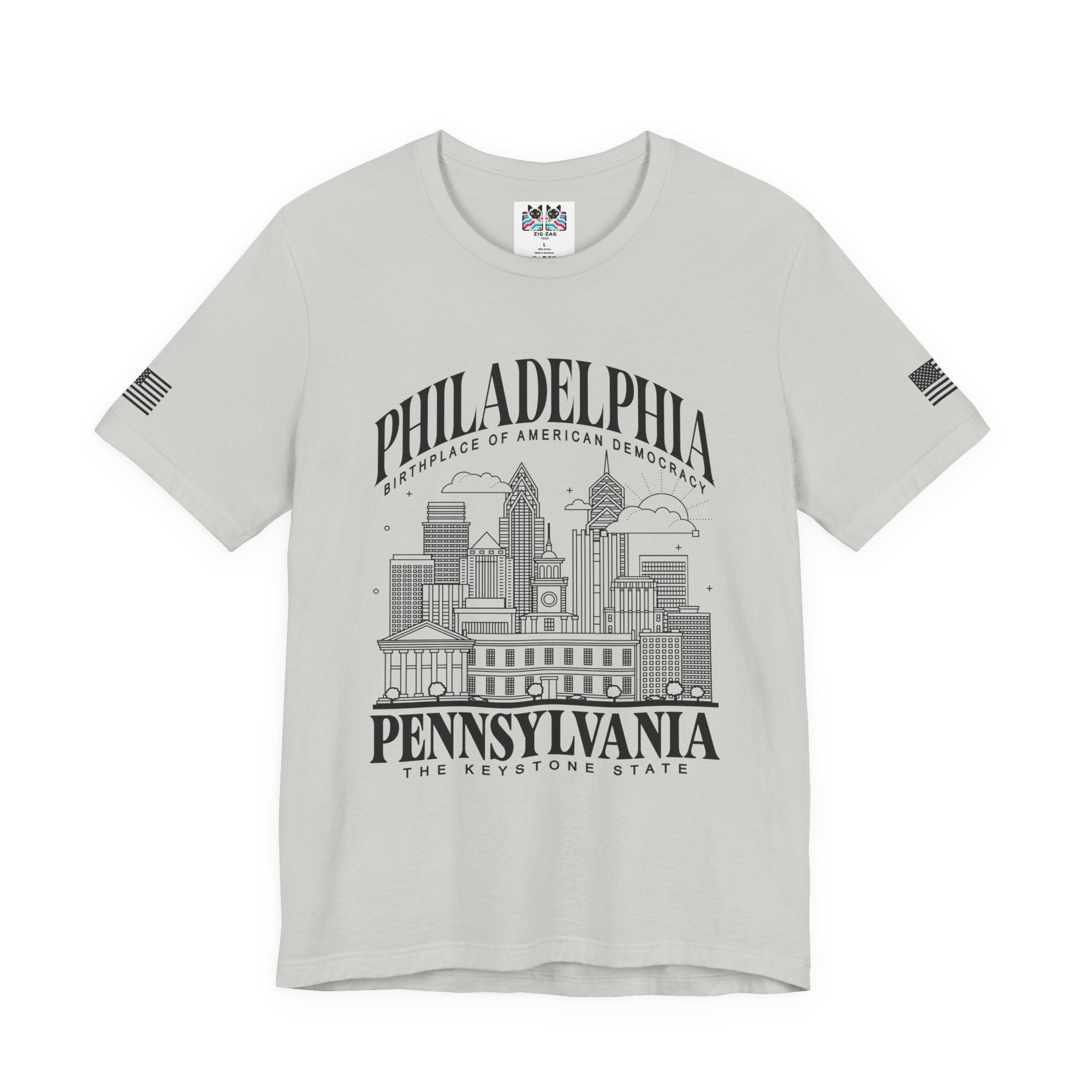 Philadelphia Pennsylvania T-Shirt – Birthplace of American Democracy Skyline Keystone State Graphic Tee