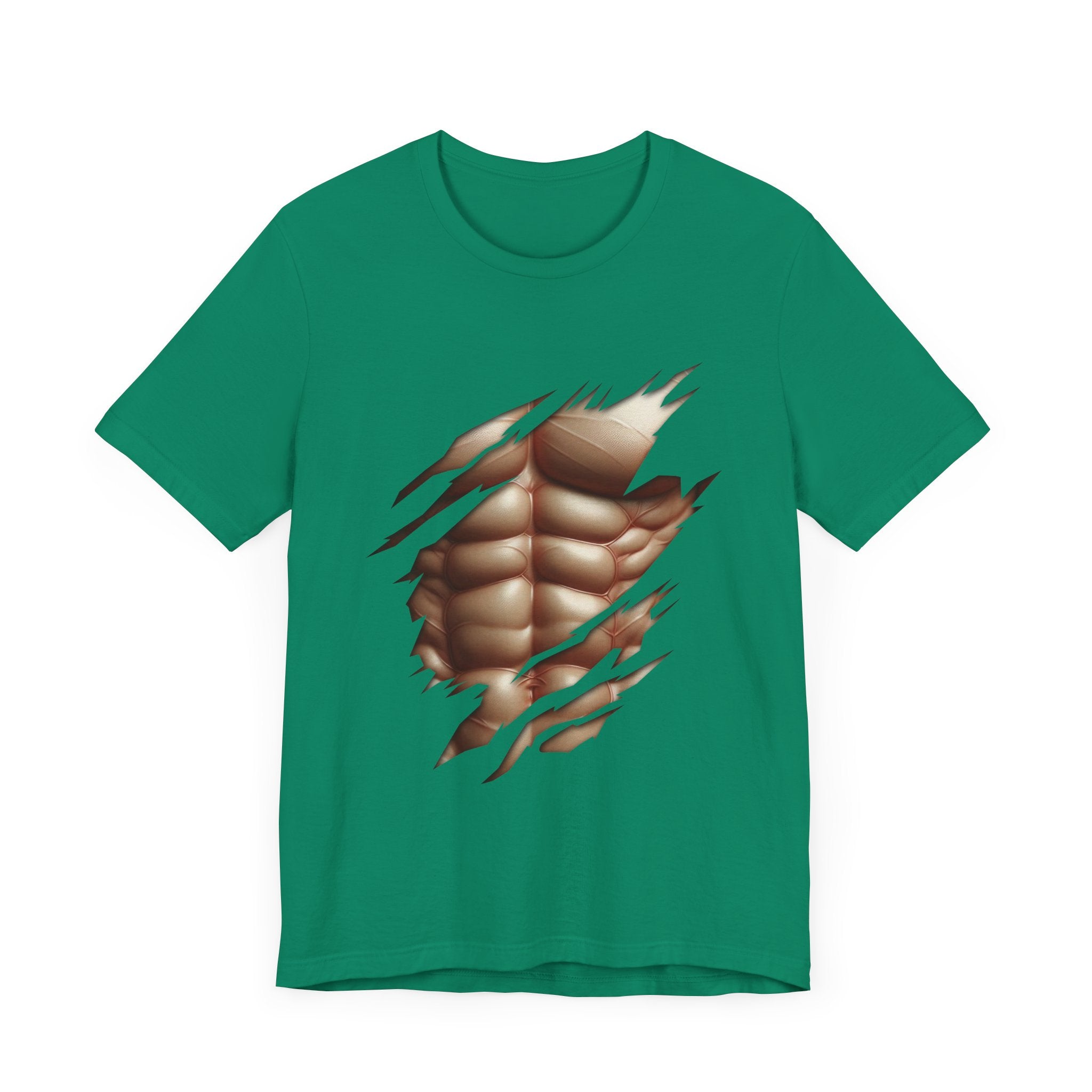 Fake Muscles Shirt, Ripped Chest Costume Tee, Six Pack Abs Funny Graphic T Shirt, Joke Fitness Apparel, Party Costume Gym Gag Top
