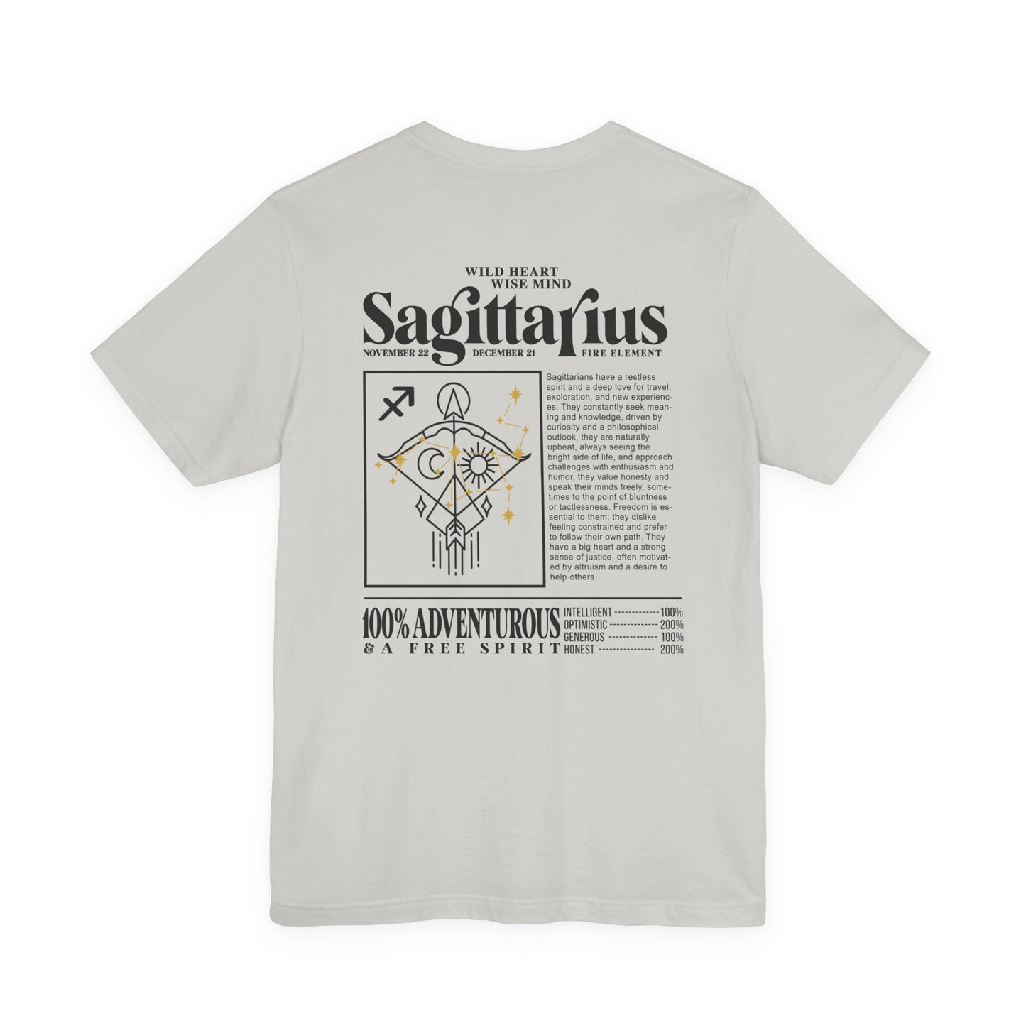 Sagittarius Zodiac T-Shirt – Wild Heart Wise Mind Fire Element