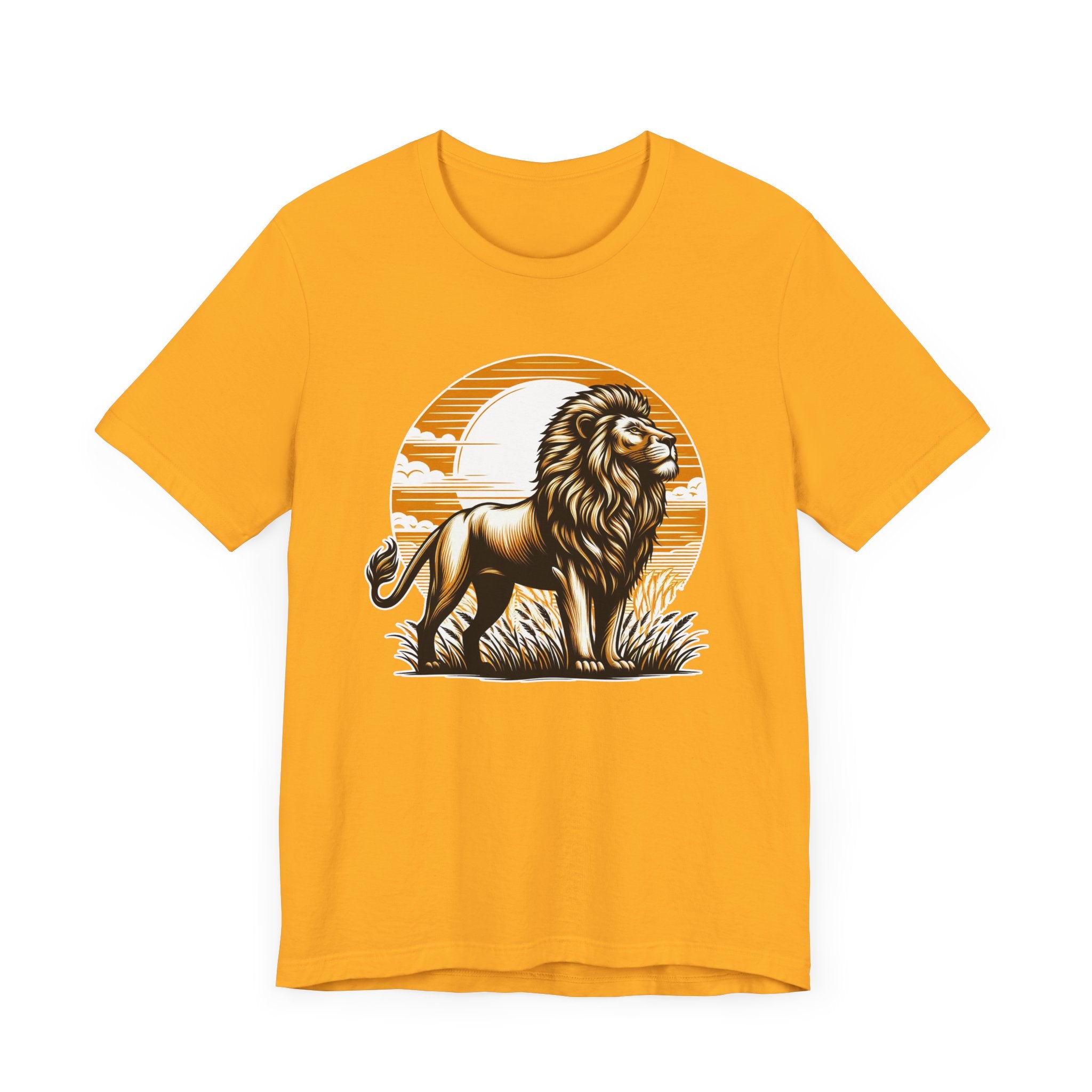 King of the Wild Majestic Male Lion Watching Territory with Sunrise Graphic T-Shirt
