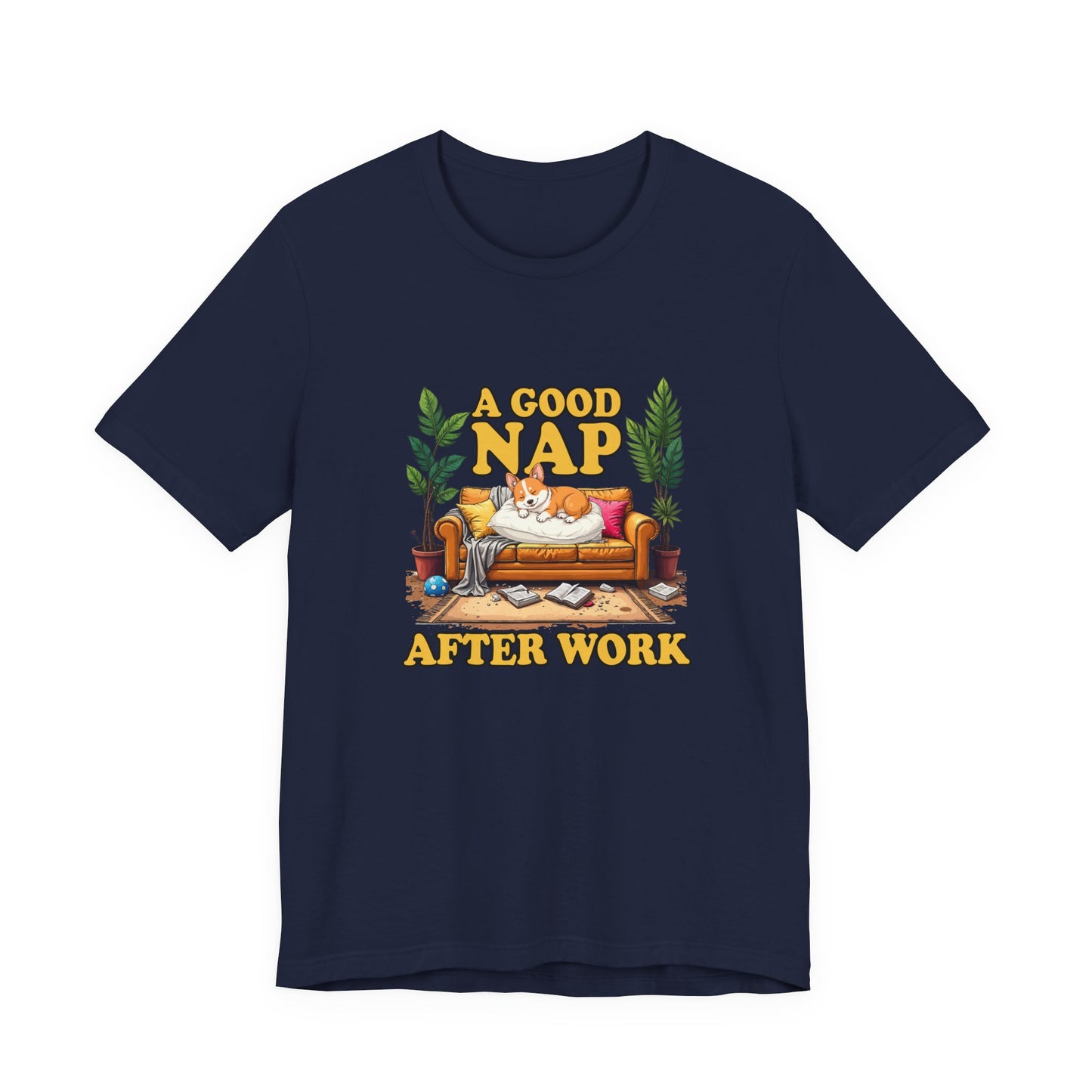 A Good Nap After Work – Sleeping Dog on Sofa Graphic T-Shirt