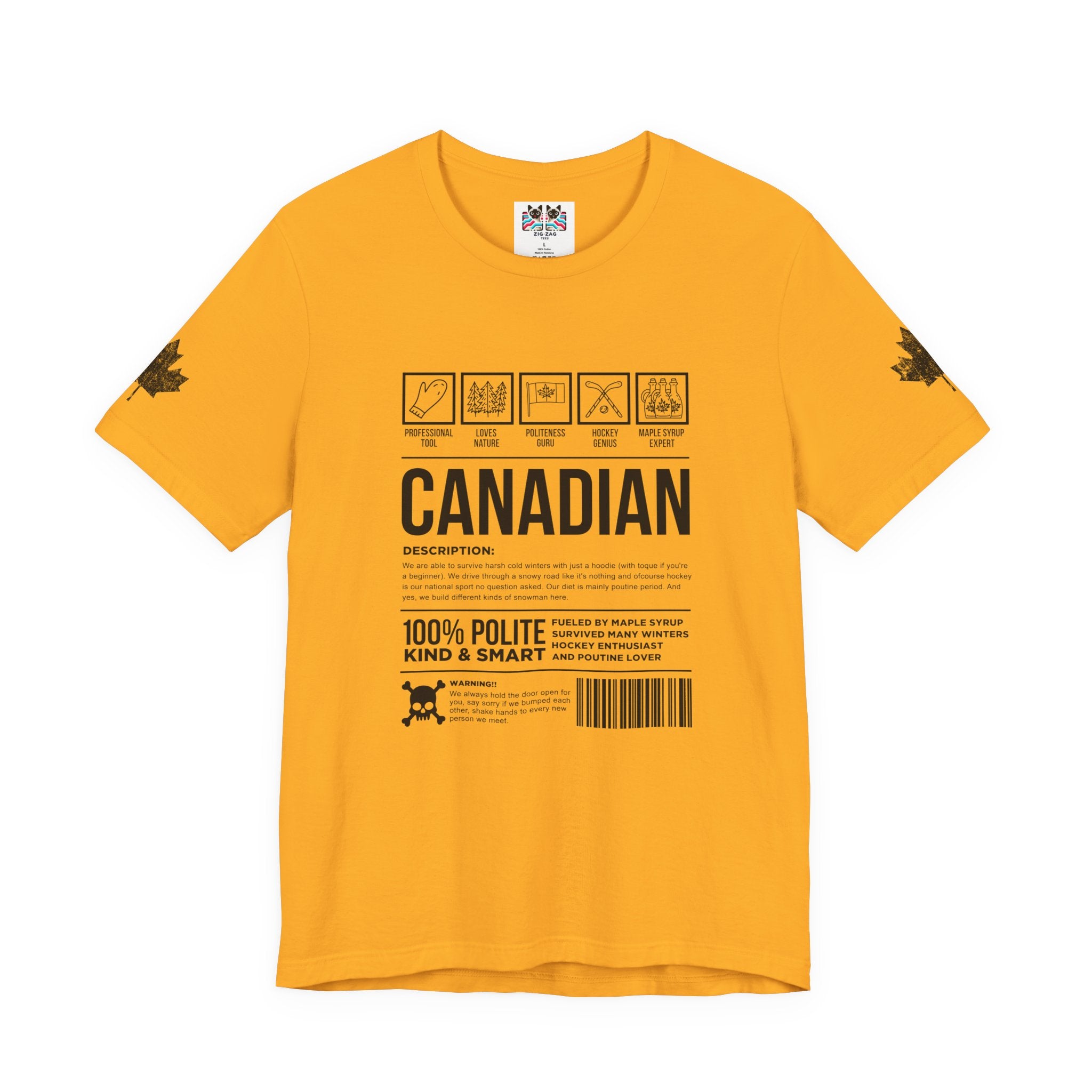Canadian Traits Nutrition Facts - Black Print T-Shirt