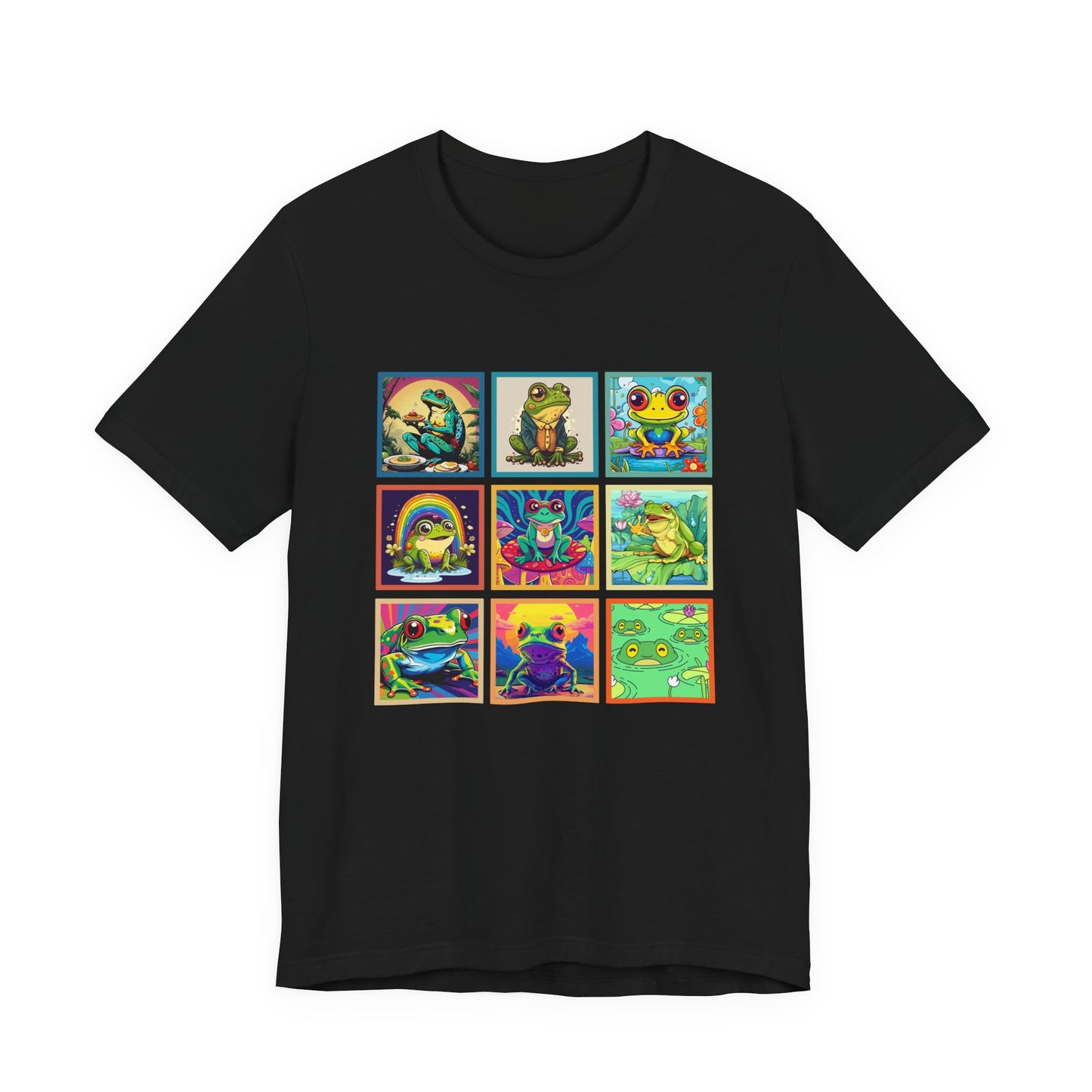 Colorful Frogs Pop Art Tshirt – Nine Amphibian Friends