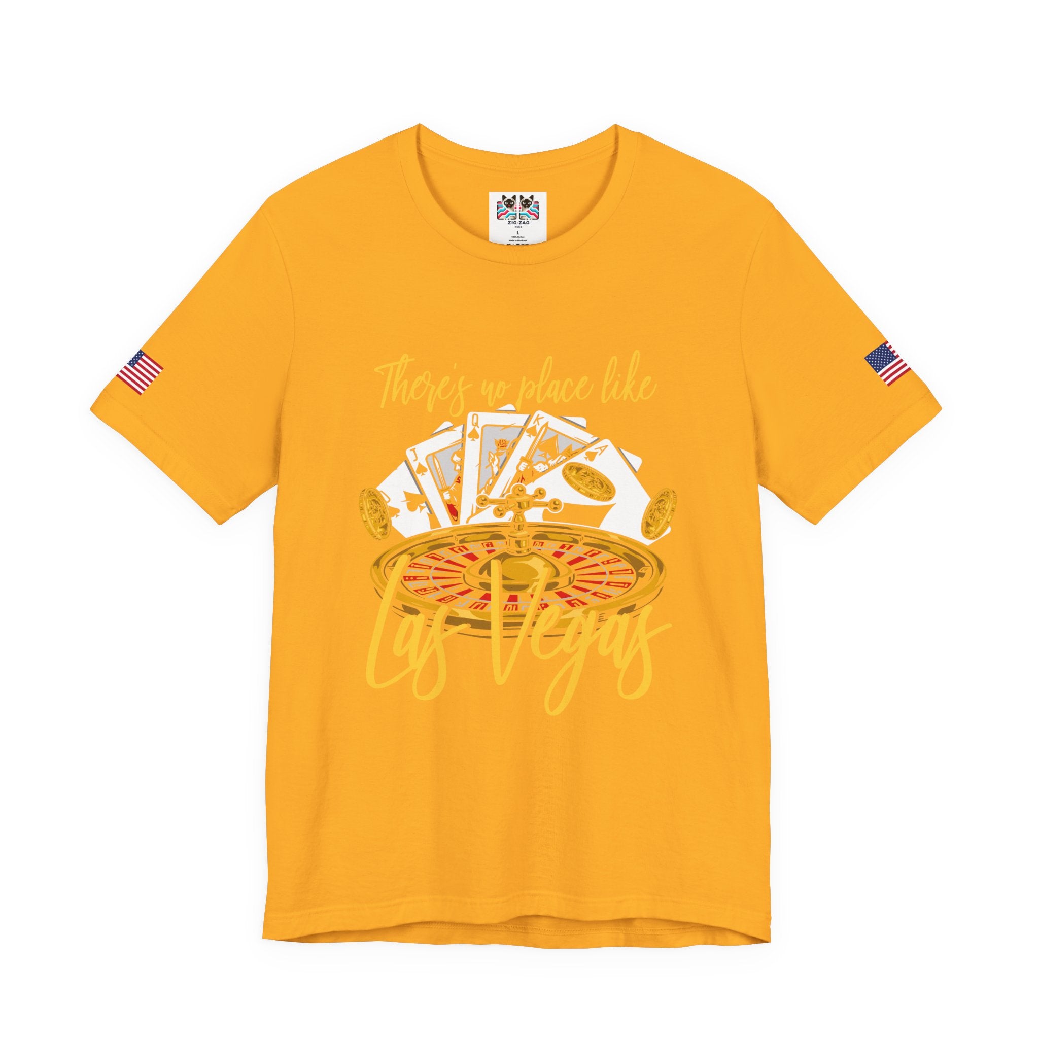 There's No Place Like Las Vegas T-Shirt – Roulette Wheel Poker Cards Casino Tee