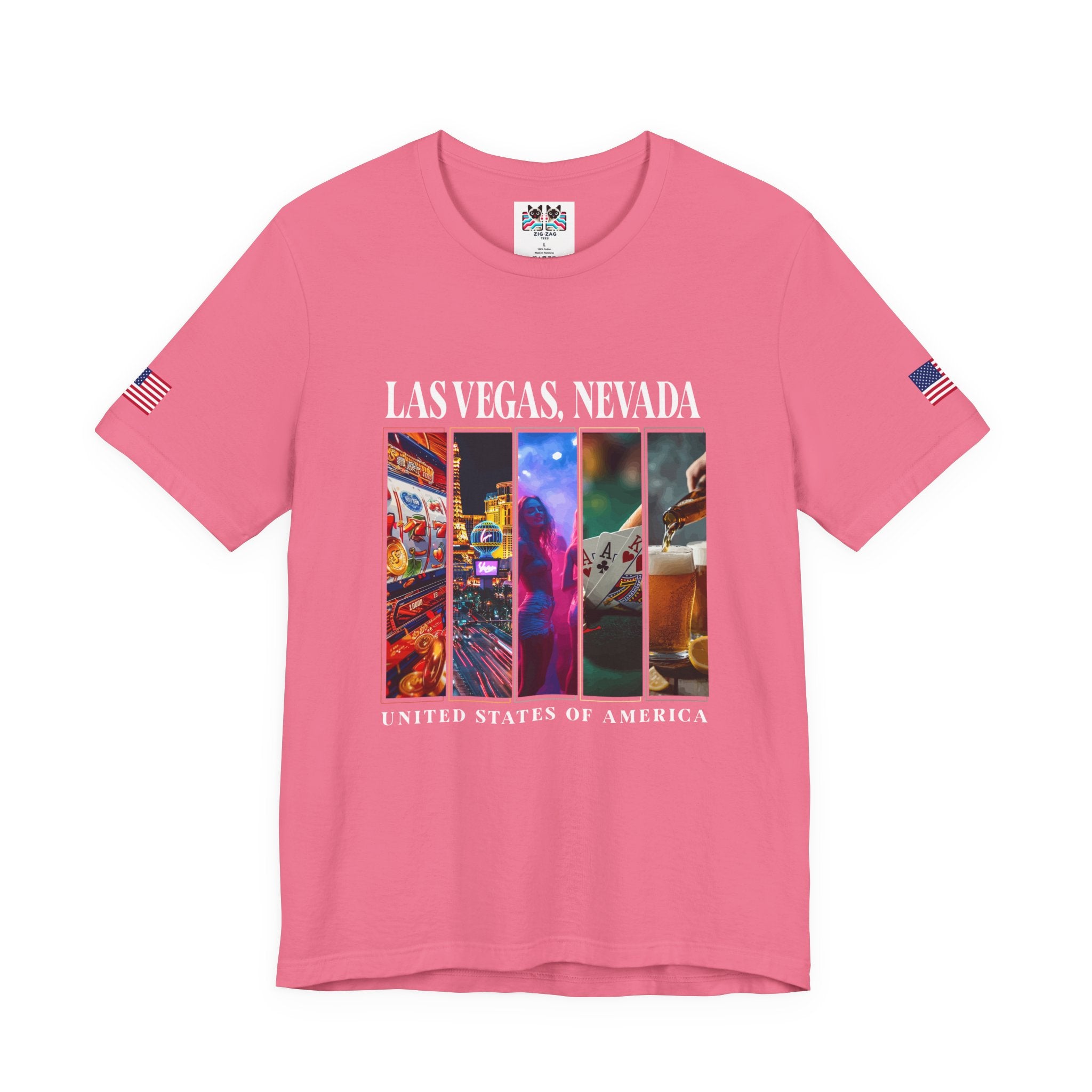 Las Vegas Nevada USA Photo Panel T-Shirt – Slots Strip Nightlife Poker Drinks Tee