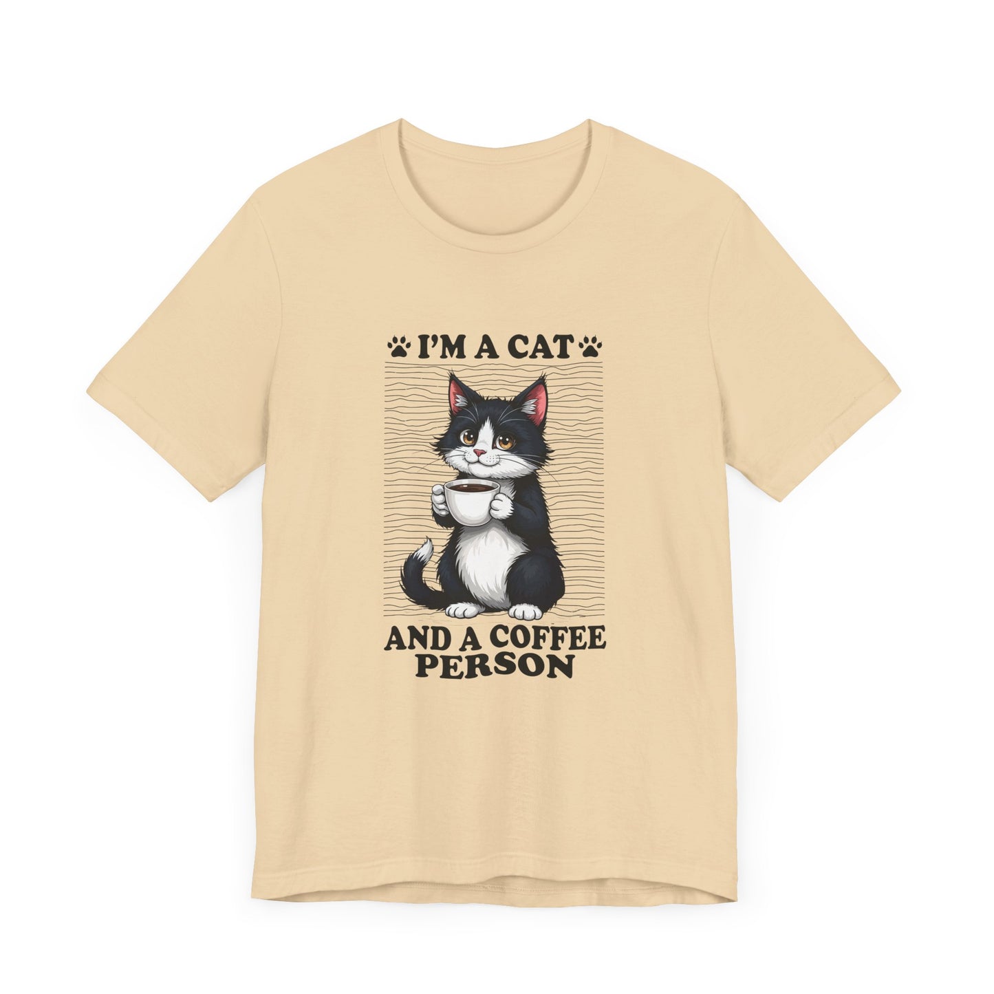 Cat and Coffee Person T-Shirt – Cute Cat Holding Coffee Cup Tee