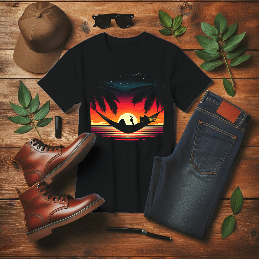 Sunset State of Mind - Tropical Hammock Chill Vibes T-Shirt