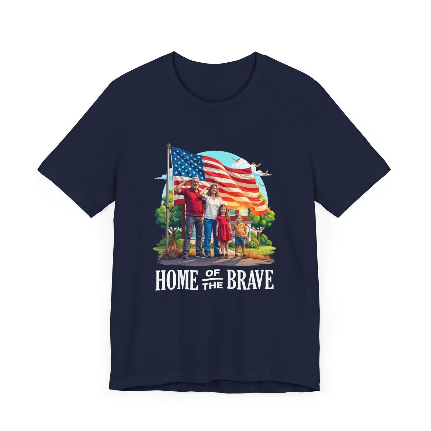 Home of the Brave | Patriotic Family Salute & US Flag T-Shirt