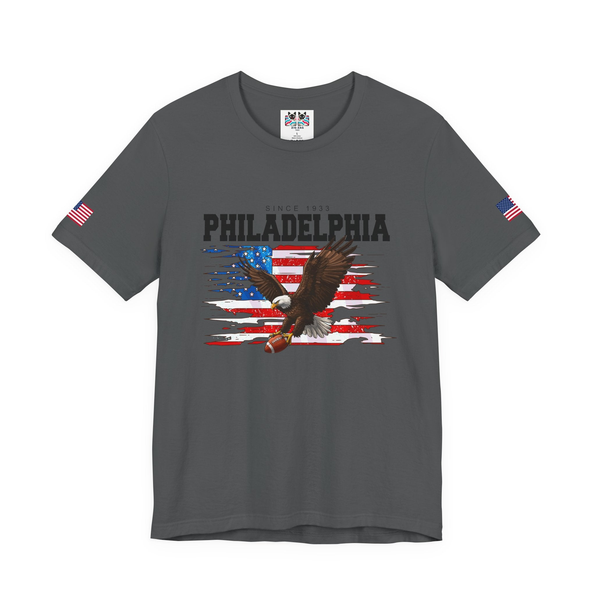 Philadelphia Eagles Since 1933 Bald Eagle American Flag Football T-Shirt | Patriotic Philly Fan Shirt | Game Day Tee