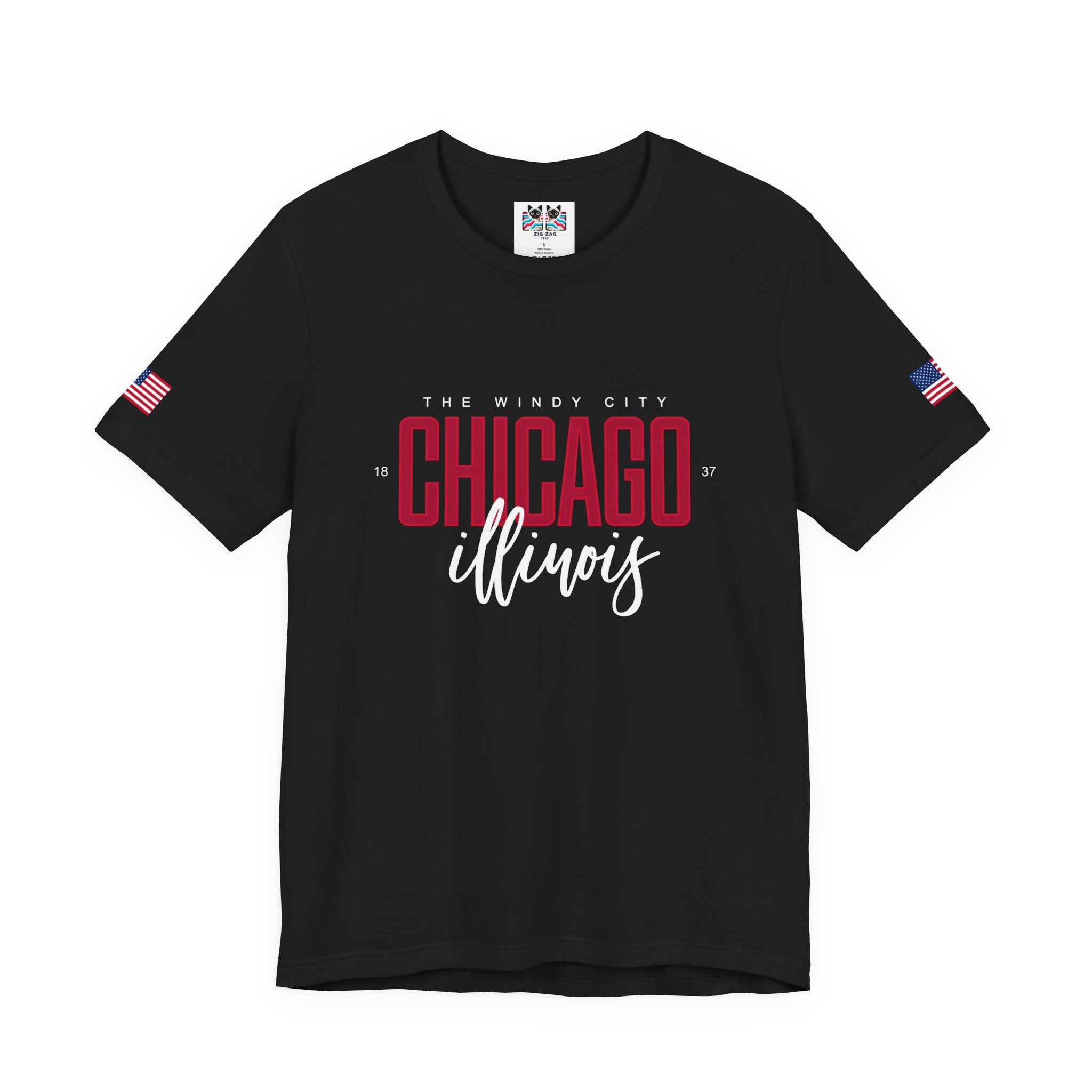 The Windy City Chicago T-Shirt - Chicago Illinois 1837 Purple Typography Design