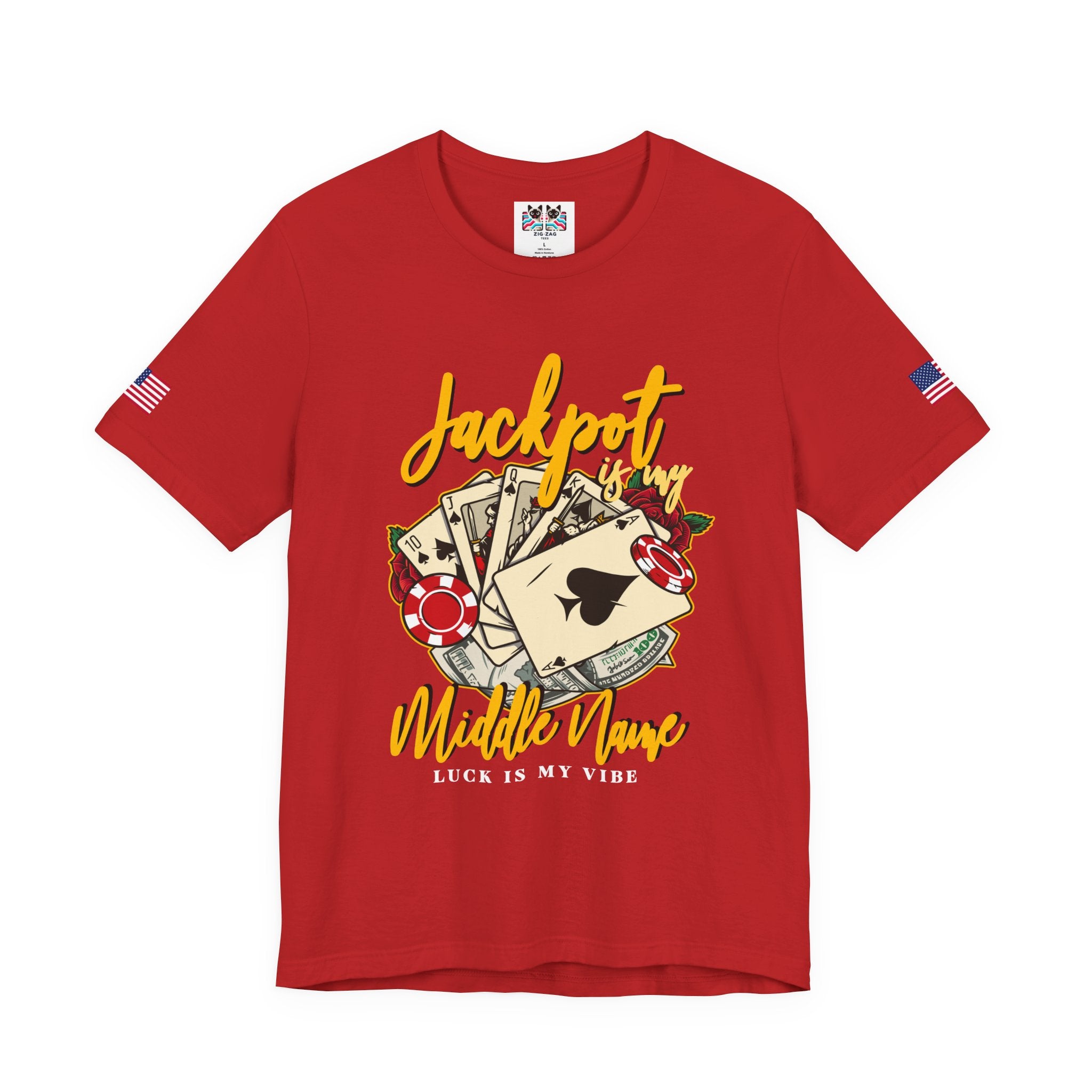 Jackpot Is My Middle Name T-Shirt – Lucky Casino Poker Cards Vegas Tee