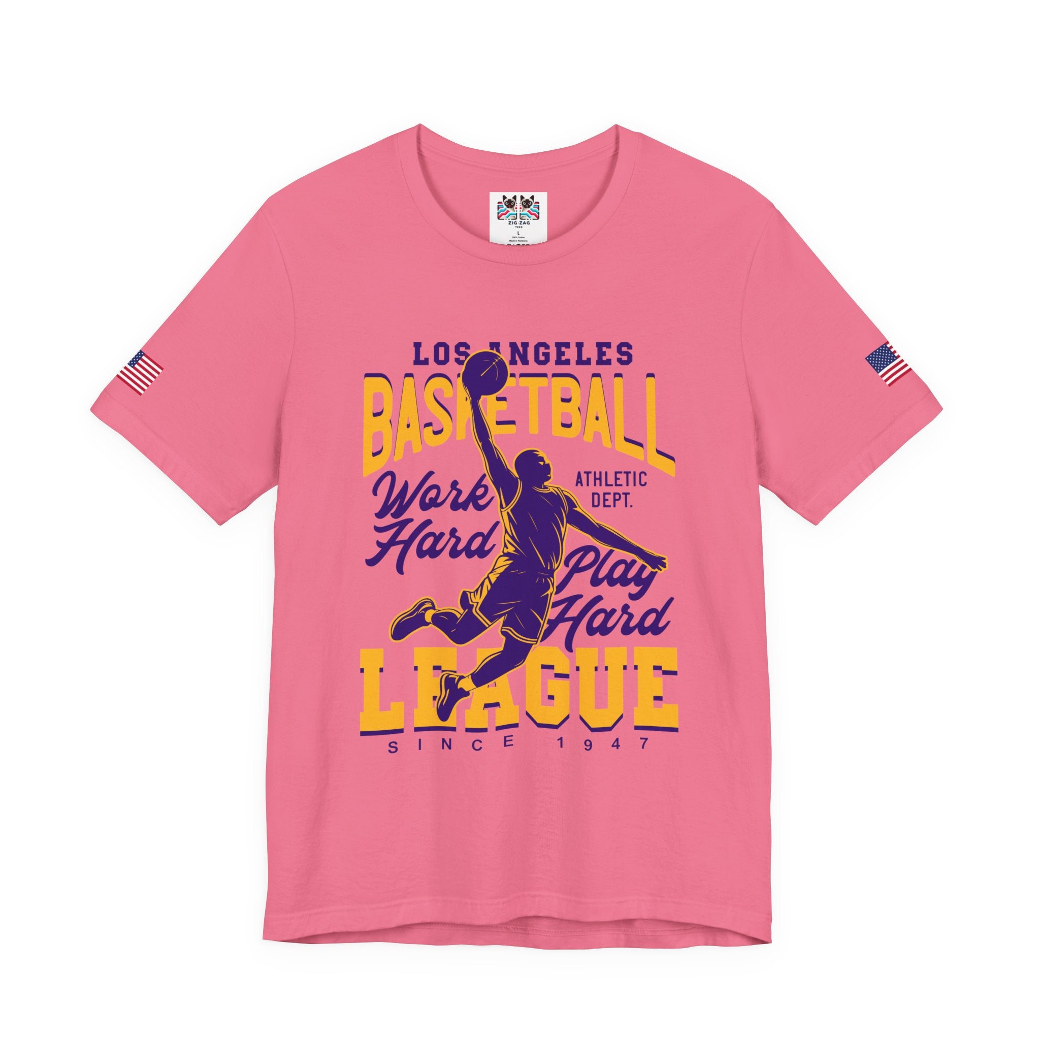 Los Angeles Basketball League T-Shirt – Work Hard Play Hard Athletic Dept Since 1947 Tee