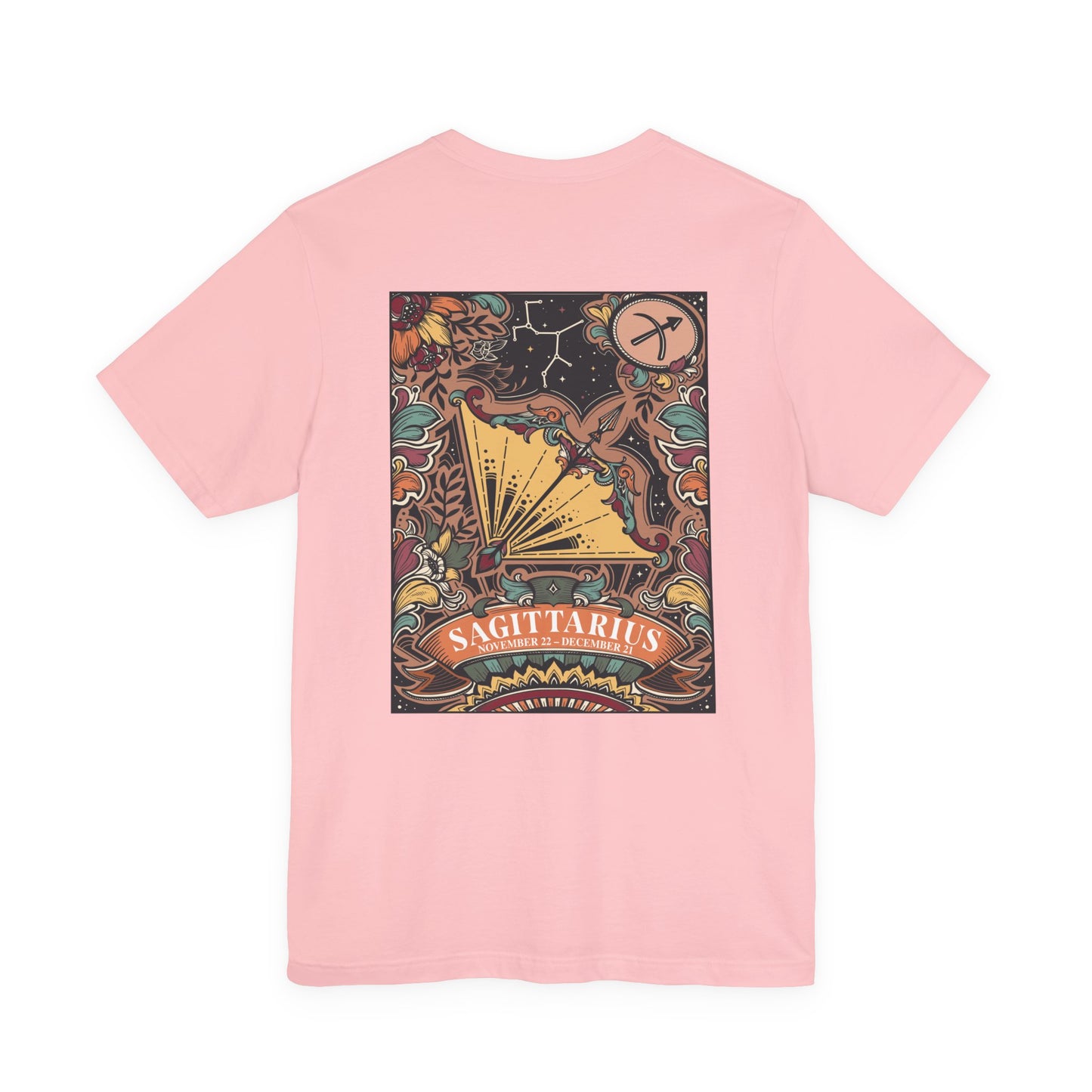 Sagittarius Zodiac T-Shirt – Constellation and Abstract Floral Design