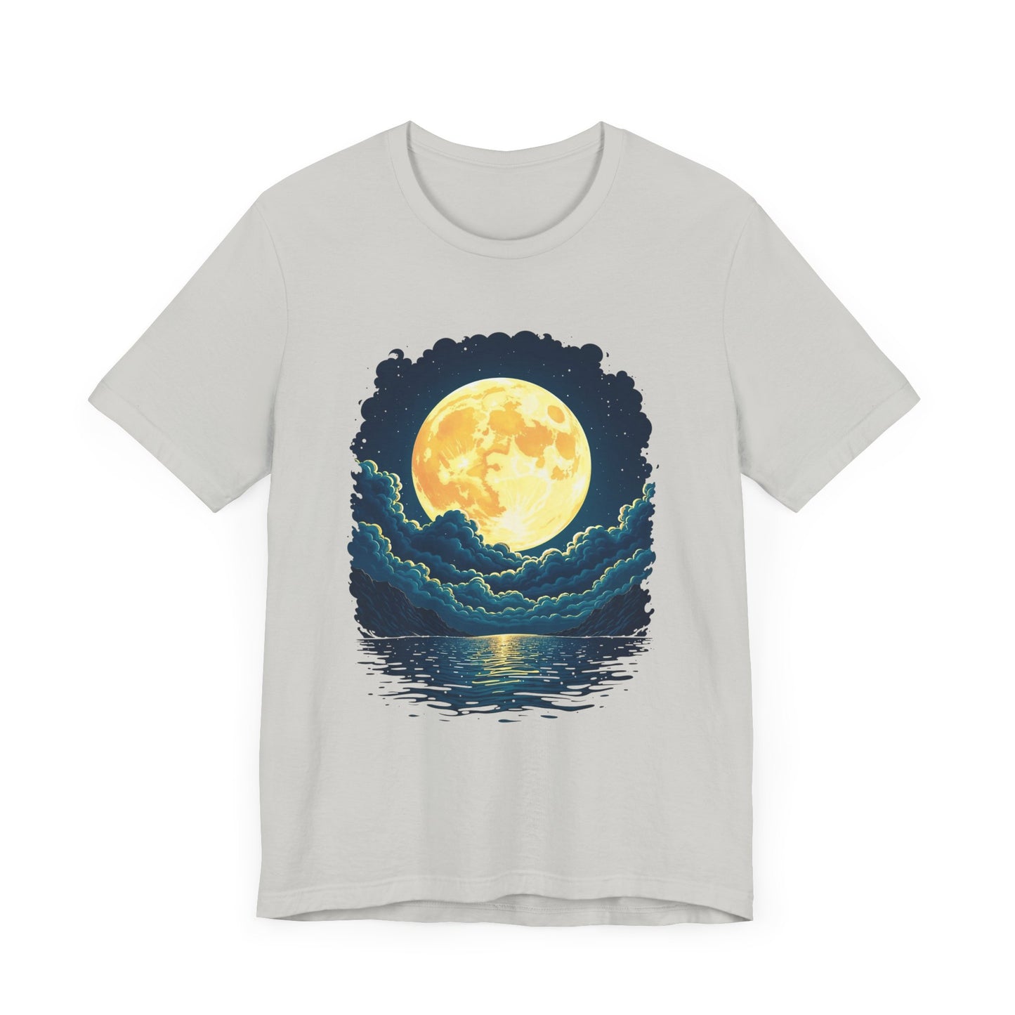 Full Moon Over Water T-Shirt – Night Sky and Clouds Graphic Tee