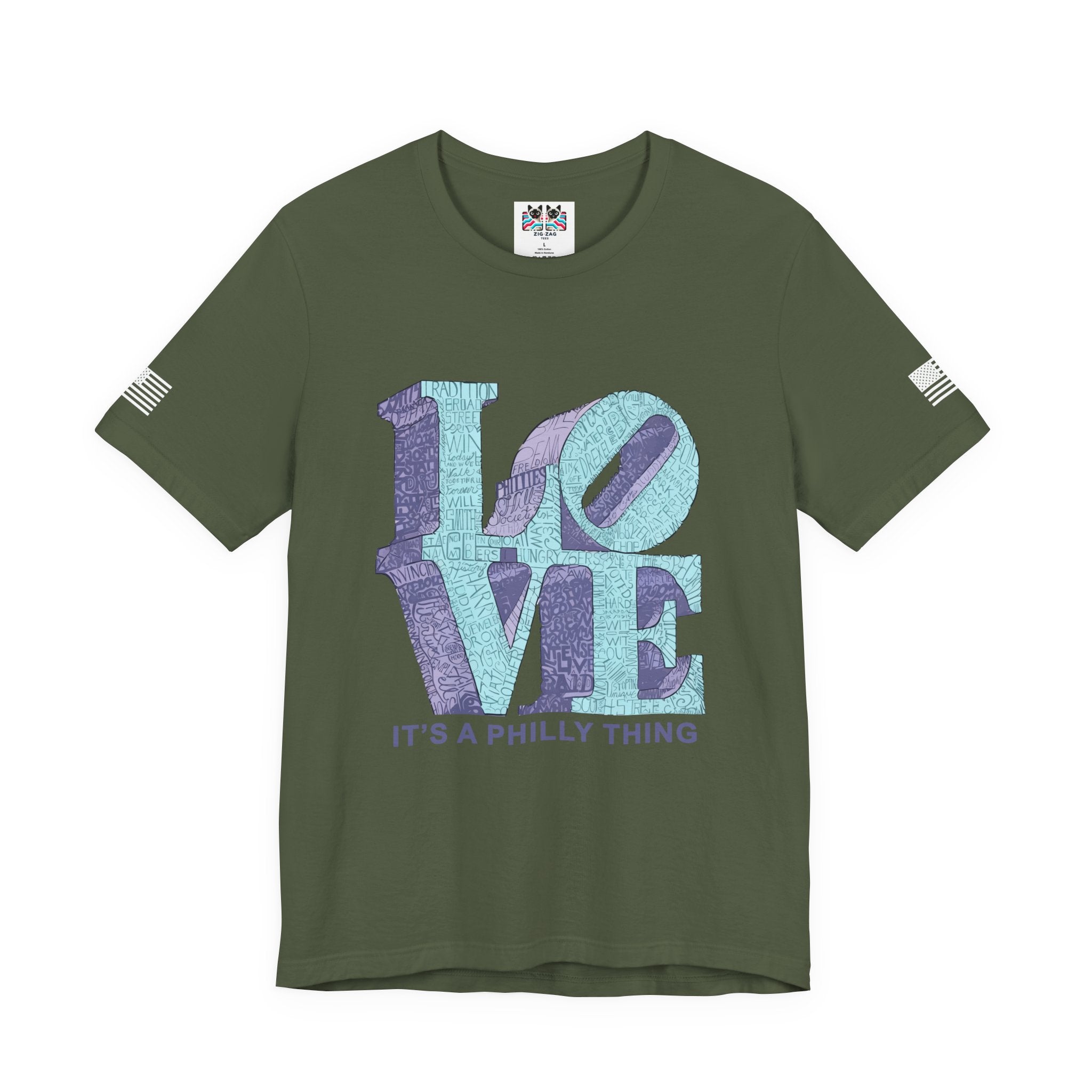 Love It's a Philly Thing T-Shirt – LOVE Sculpture Word Art Graphic Tee Philadelphia