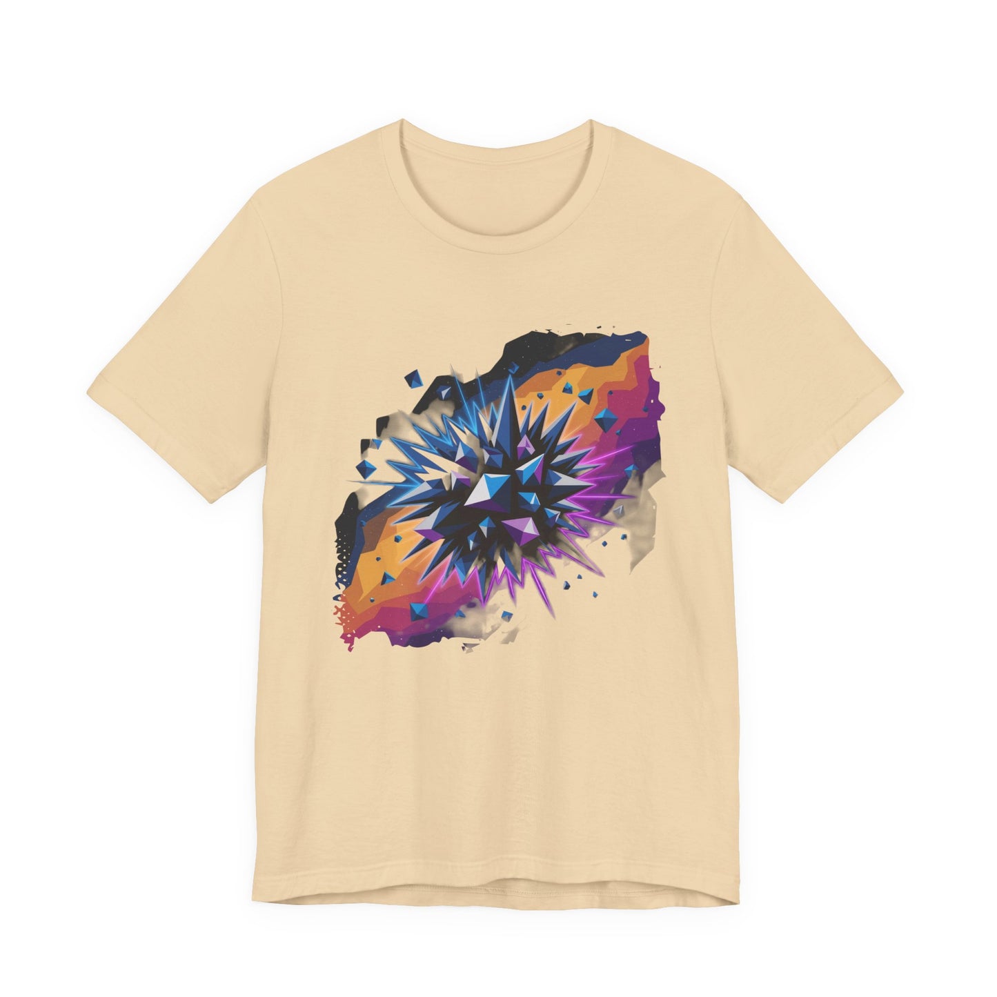 Polygon Burst – Colorful Polygon Explosion Graphic T-Shirt