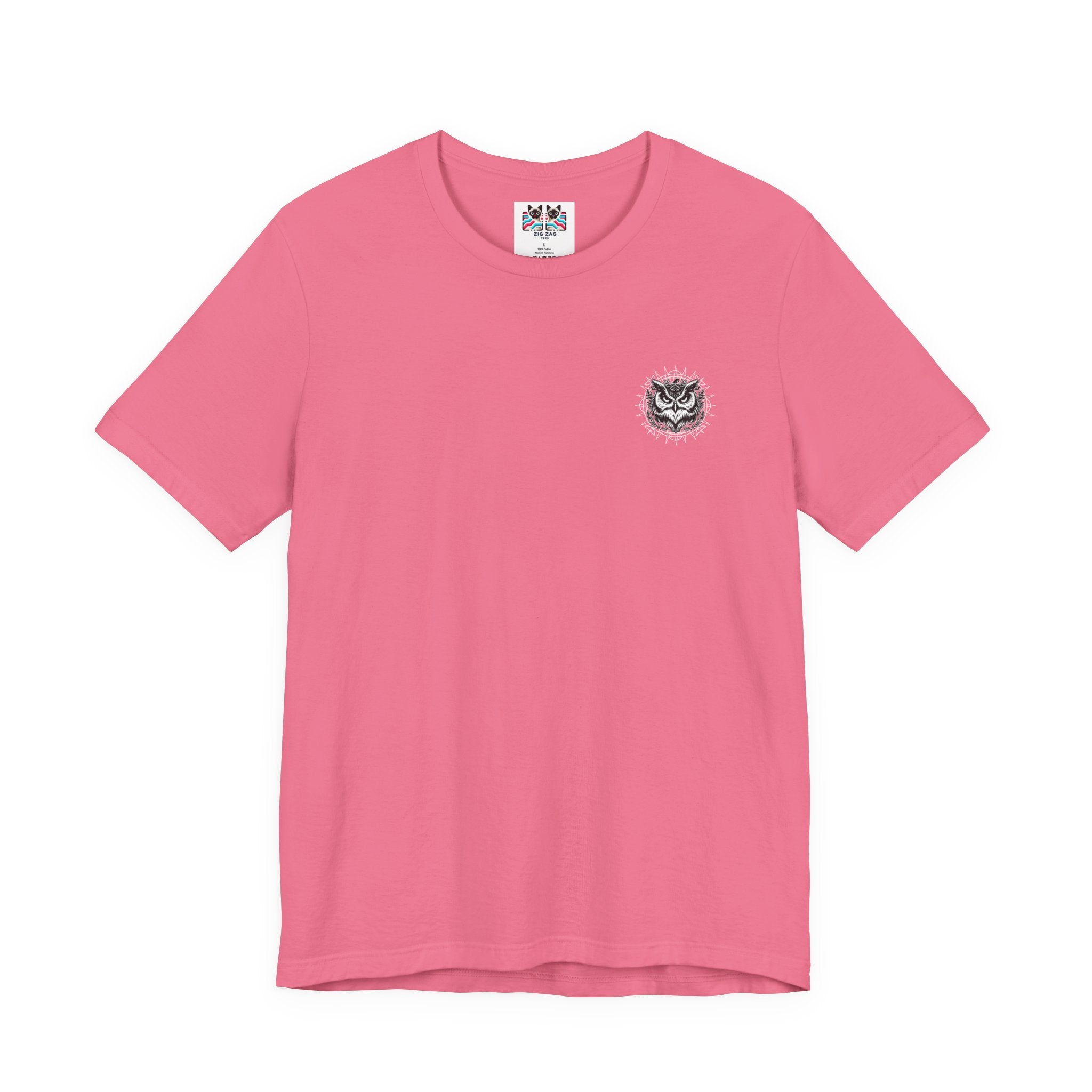 Spirit of Wisdom Owl T-Shirt – Wise Owl with Witch Hat and Medal [White Text]