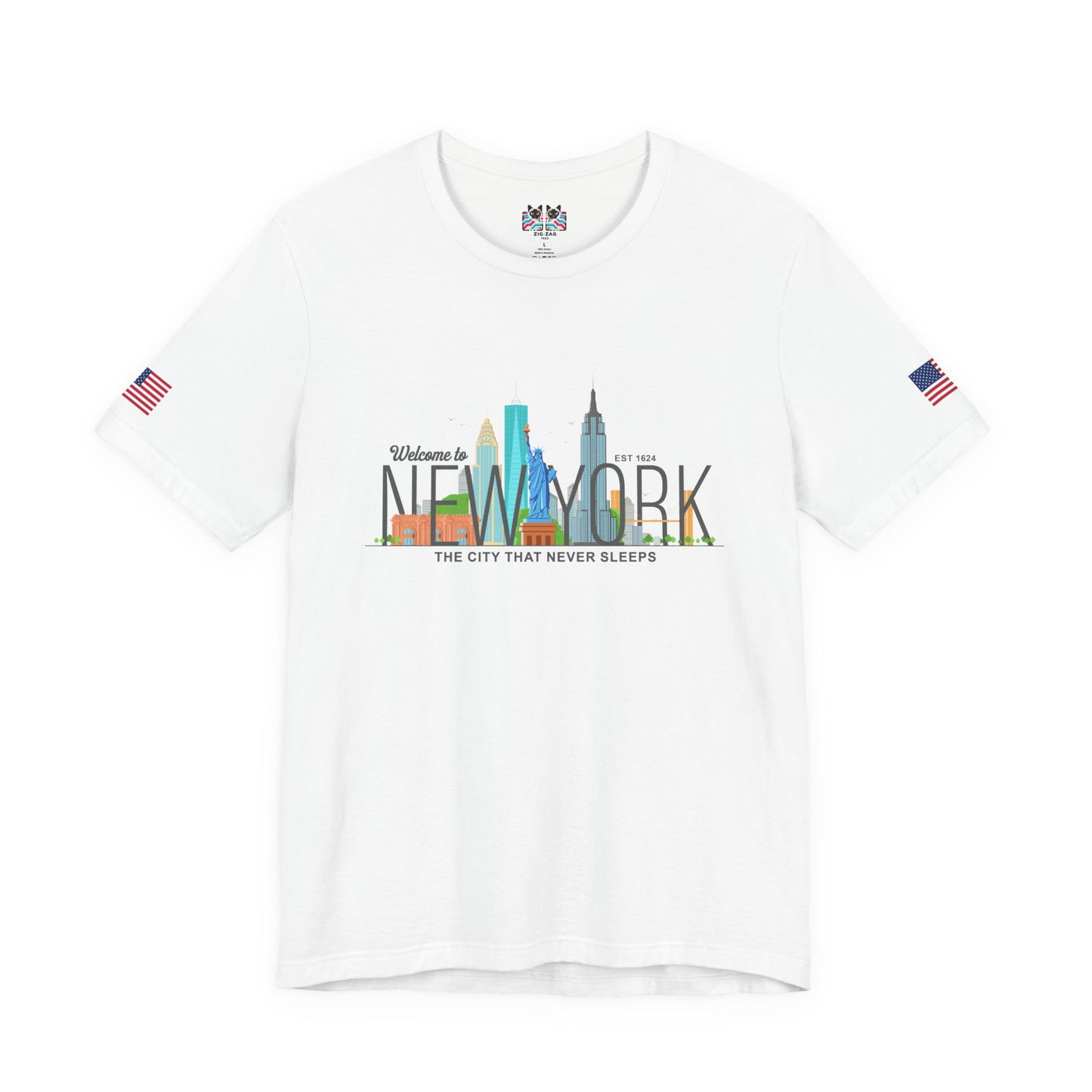 Welcome to New York T-Shirt - Colorful NYC Skyline Est 1624 City That Never Sleeps