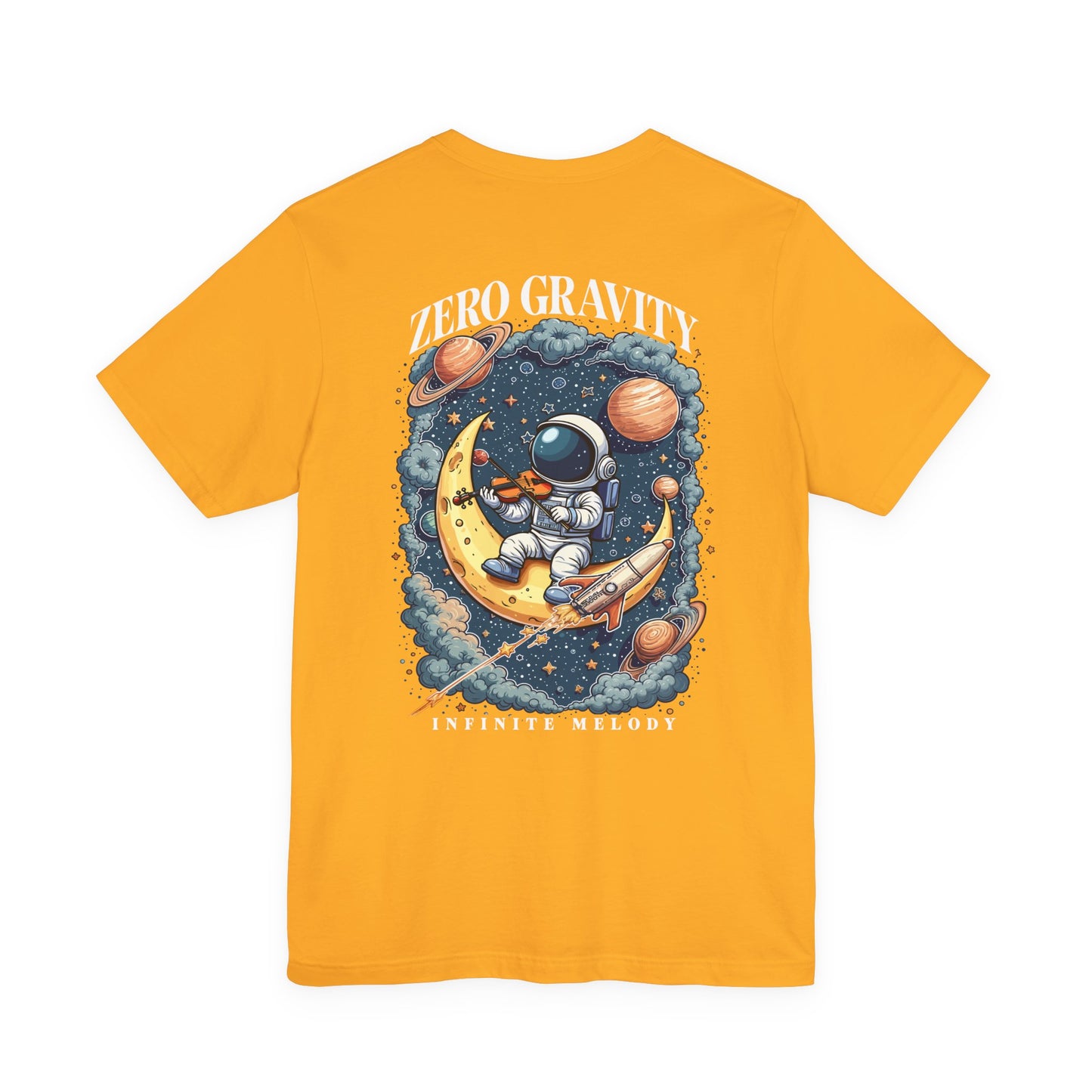 Zero Gravity Infinite Melody T-Shirt – Astronaut Violinist on Crescent Moon