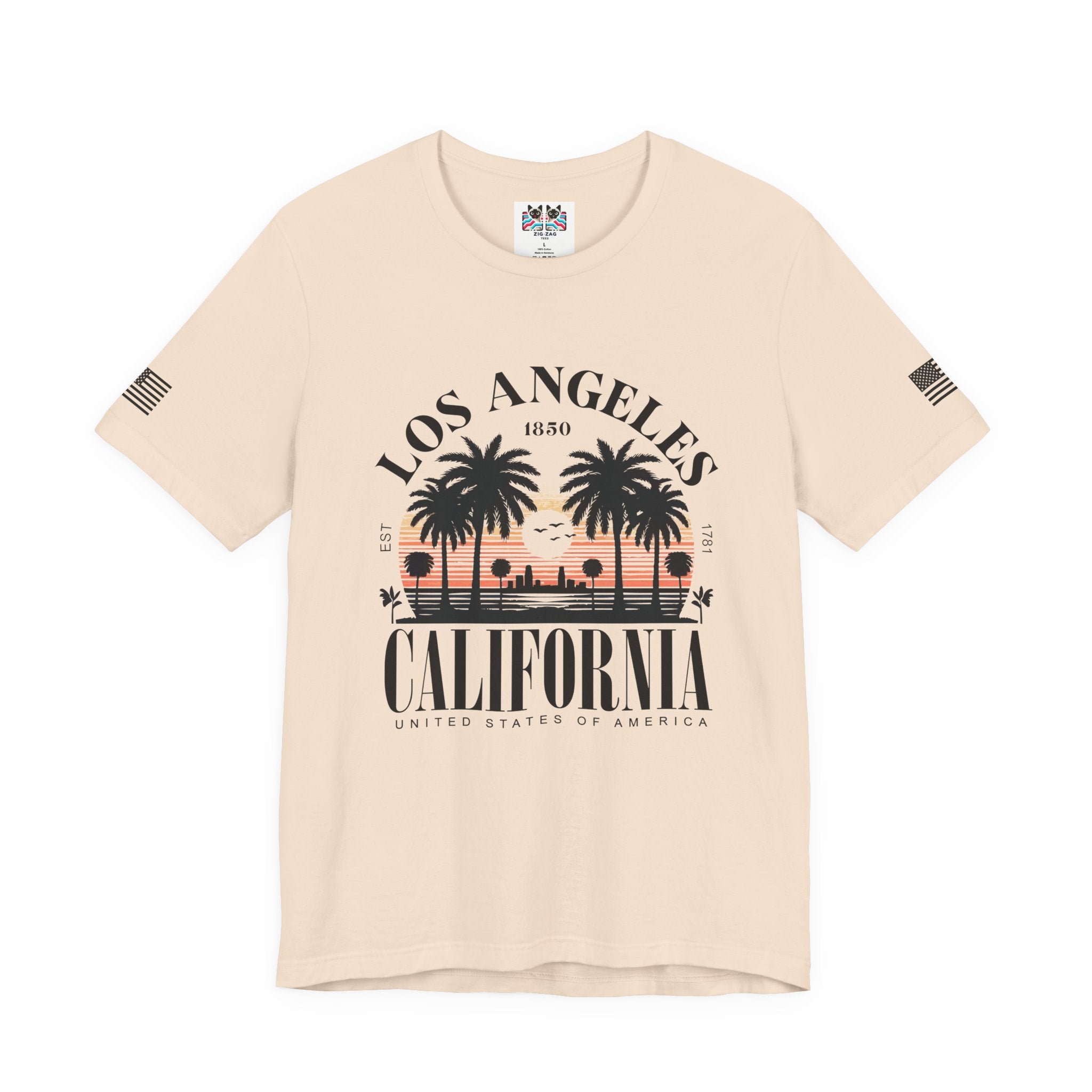 Los Angeles California Santa Monica Pier T-Shirt – Sunset Palm Tree Beach Graphic Tee