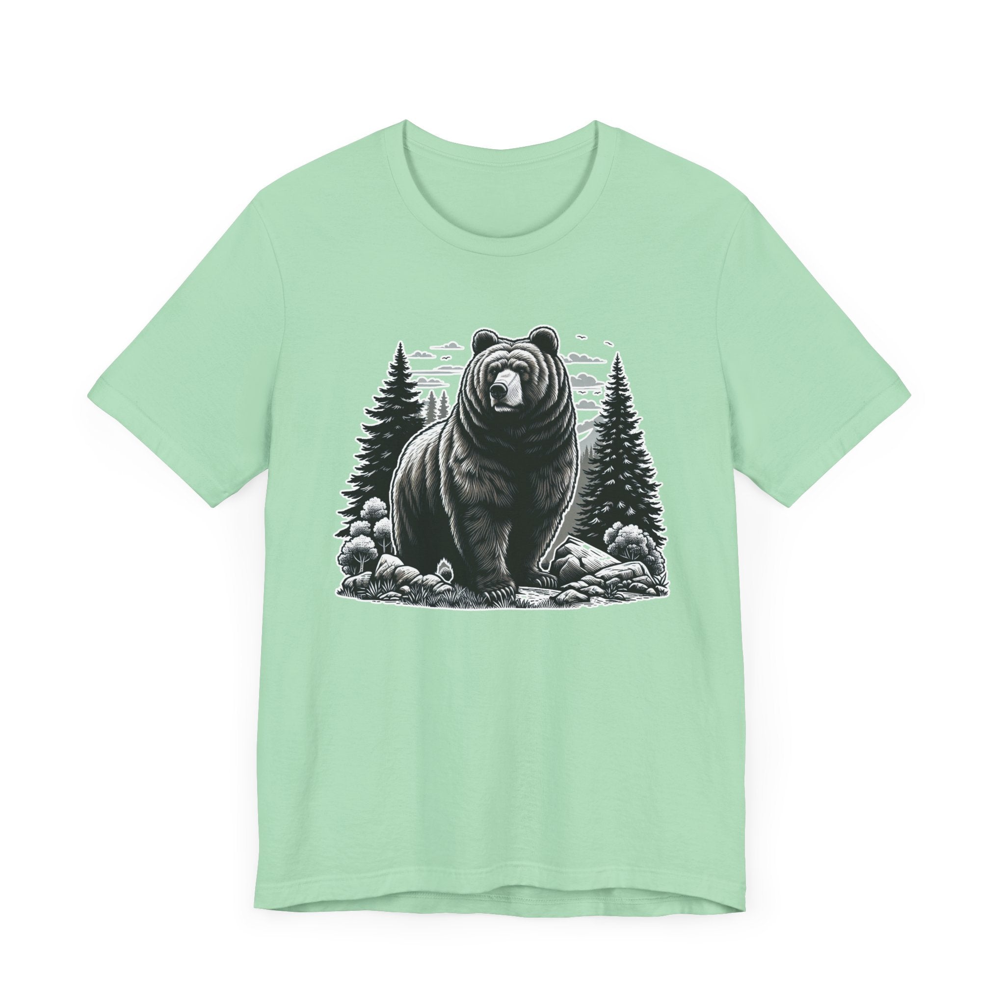 Majestic Wild Bear gazes intently at Stream Edge captivating Graphic T-Shirt