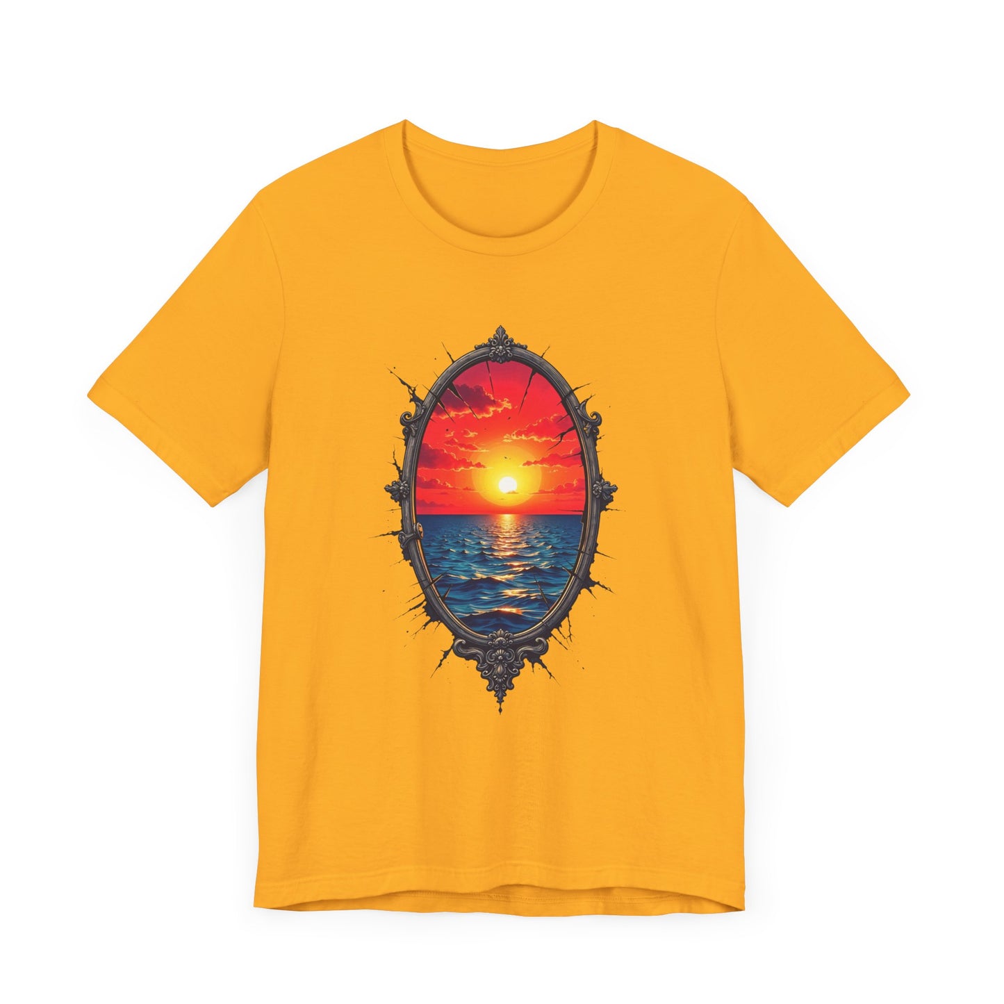 Sunset Portal T-Shirt – Ocean View Through Ornate Frame