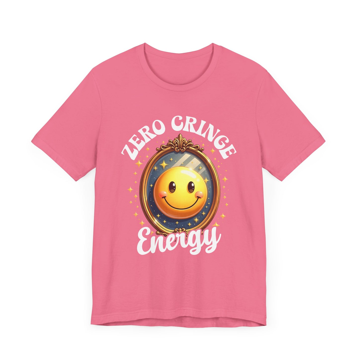 Zero Cringe Energy – Large Mirror with Happy Smiley Graphic T-Shirt