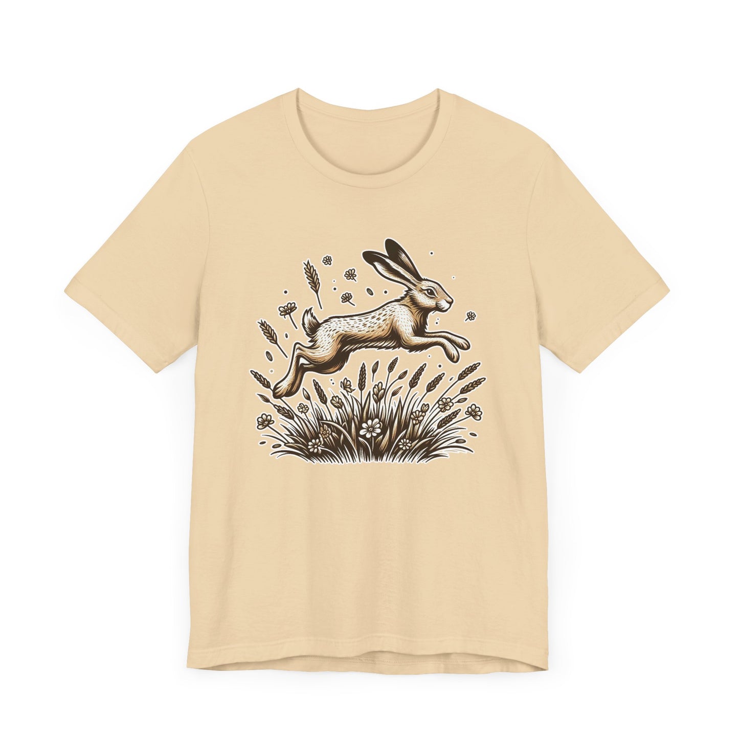 Leaping Lively Hare in Grain Field with Lush Grass Graphic T-Shirt