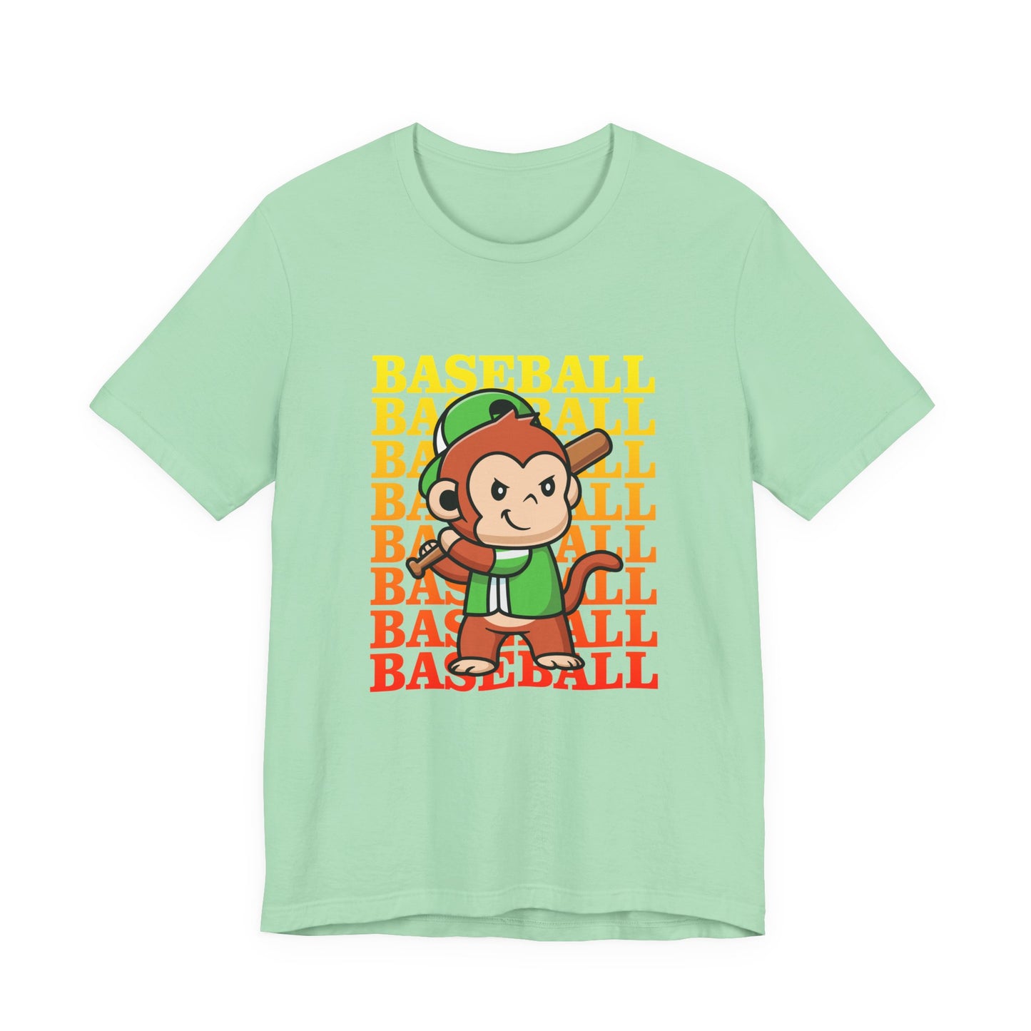 Baseball tshirt - Baseball Monkey Player Tshirt Large Graphic Monkey Baseball Player with Baseball Text Background