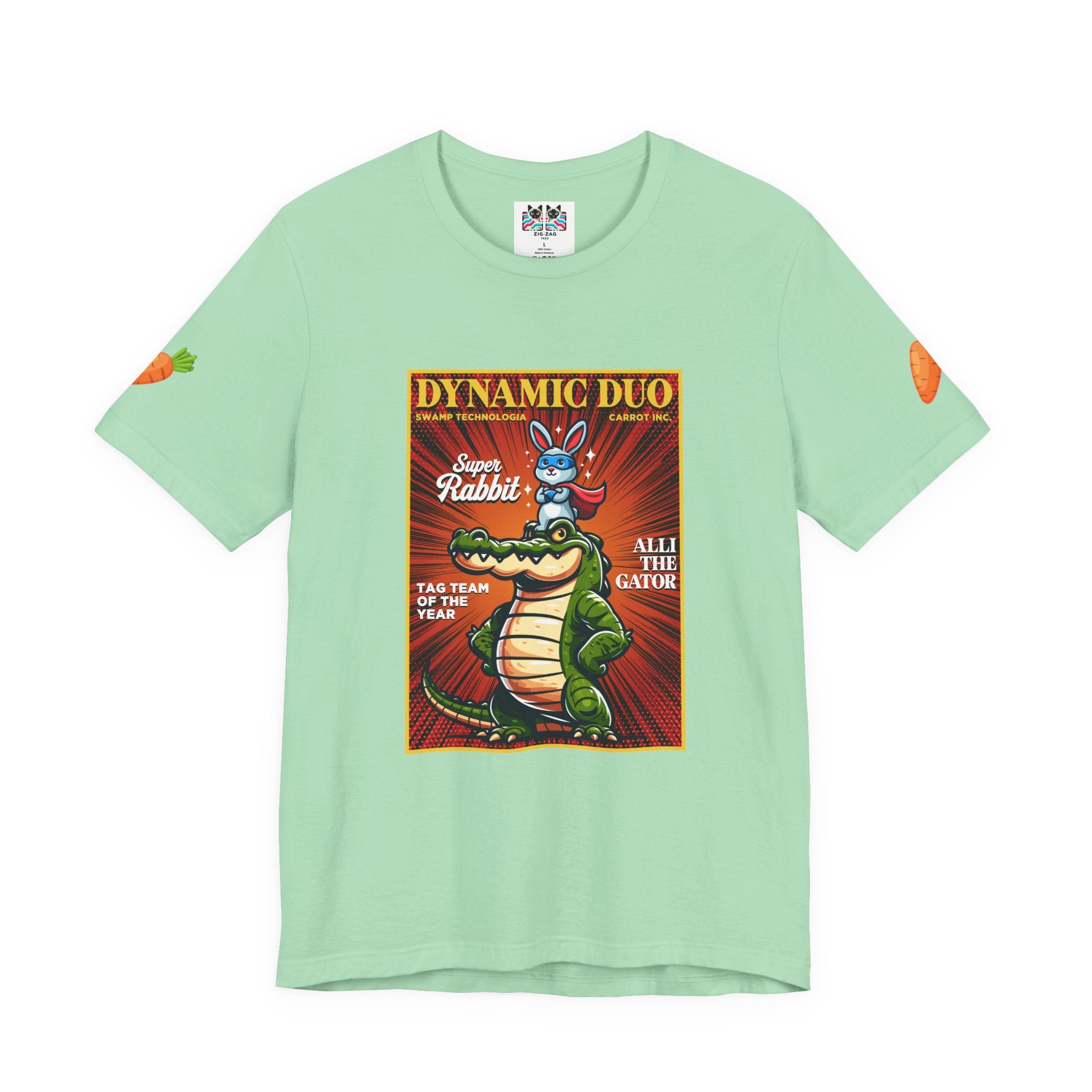 Dynamic Duo Rabbit Alligator T-Shirt – Super Rabbit Alli the Gator Tag Team Graphic Tee
