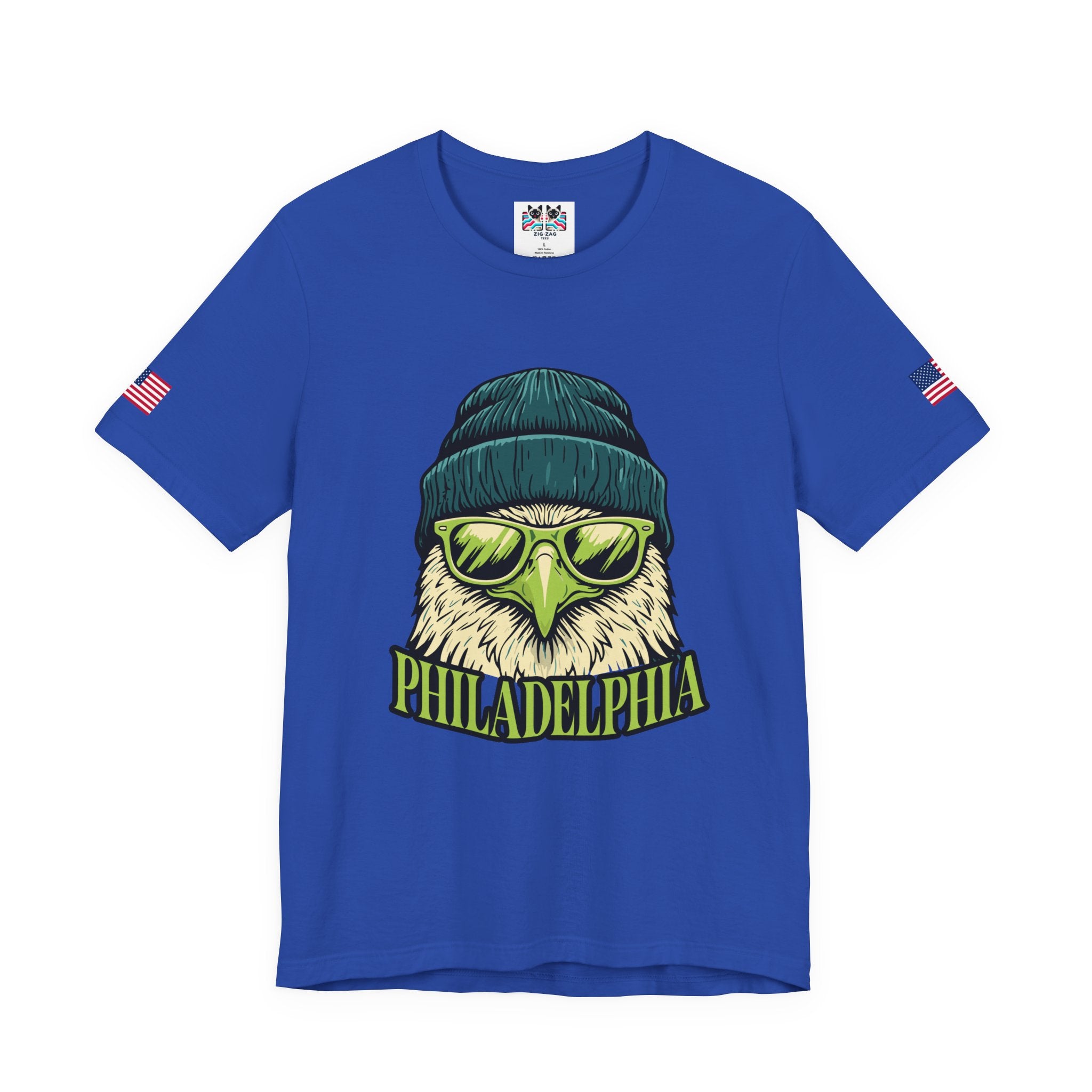 Philadelphia Cool Eagle Beanie Sunglasses Graphic T-Shirt | Funny Philly Football Fan Tee | Eagles Pride Shirt