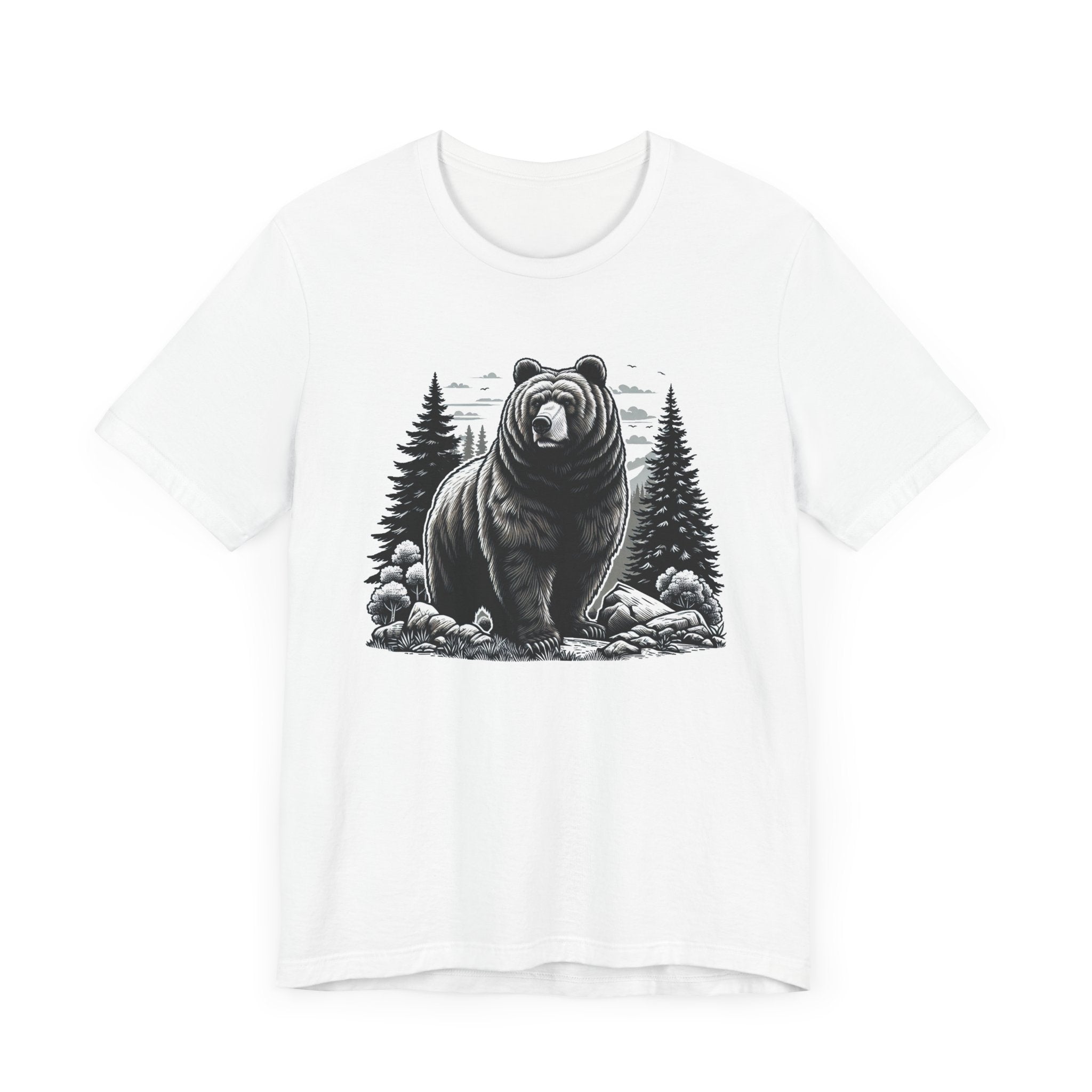 Majestic Wild Bear gazes intently at Stream Edge captivating Graphic T-Shirt