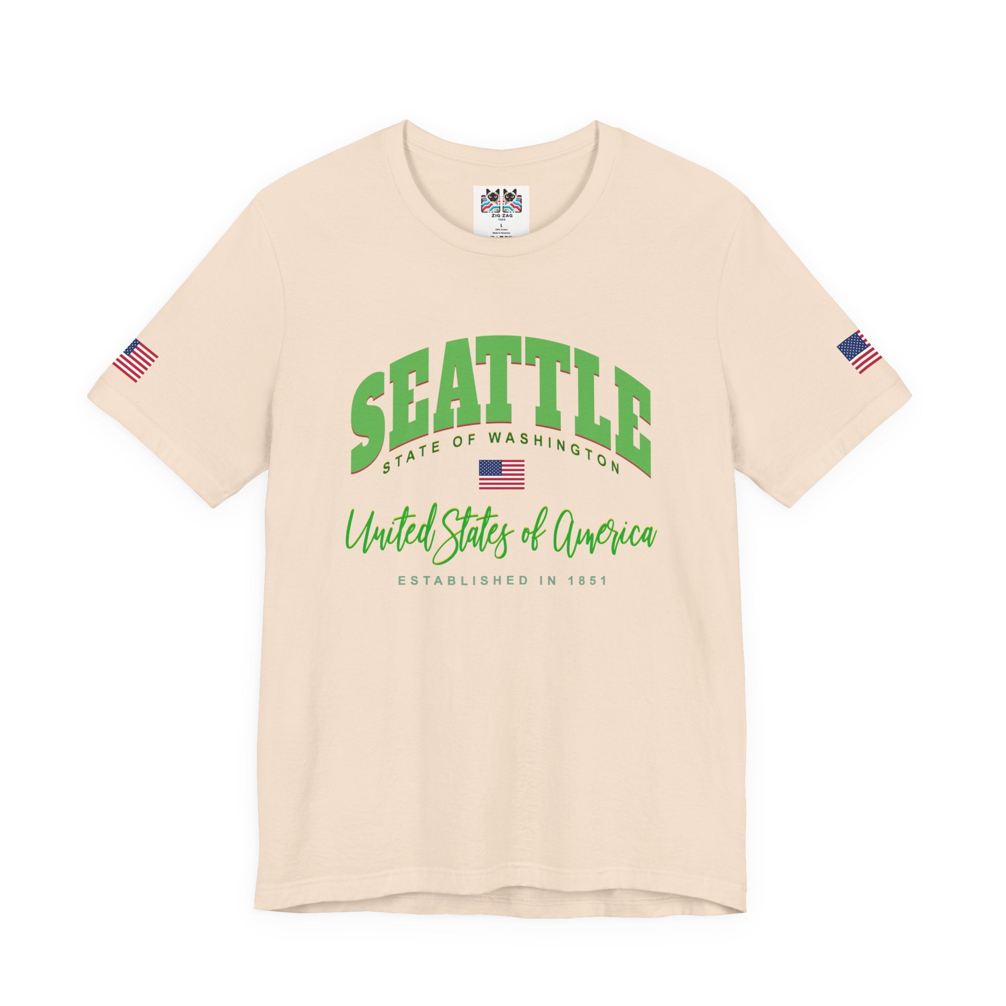 Seattle State of Washington United States of America EST 1851 Collegiate T-Shirt | Patriotic Seattle Tee
