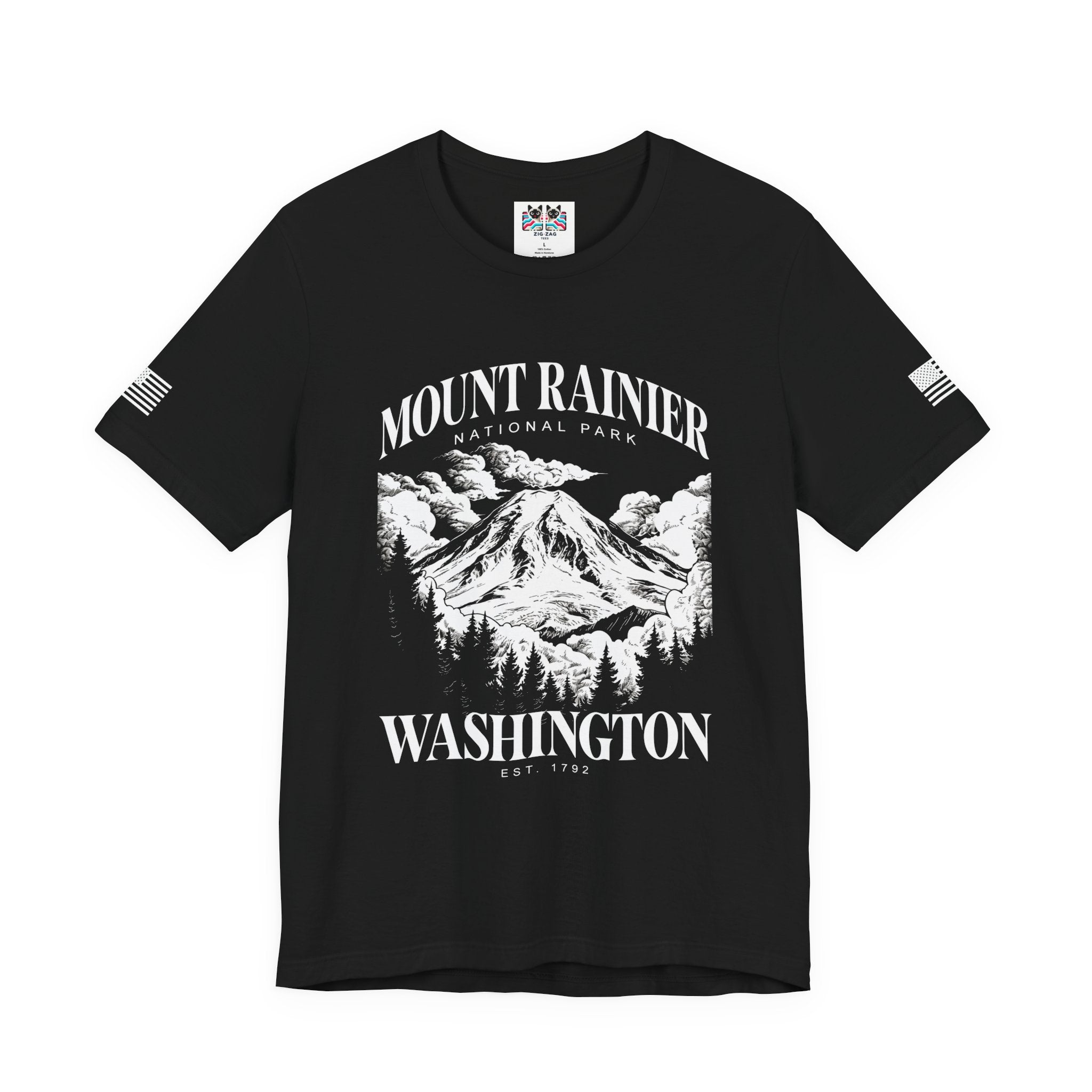 Mount Rainier National Park Washington EST 1792 Graphic T-Shirt | Pacific Northwest Hiking Tee | PNW Mountain Shirt